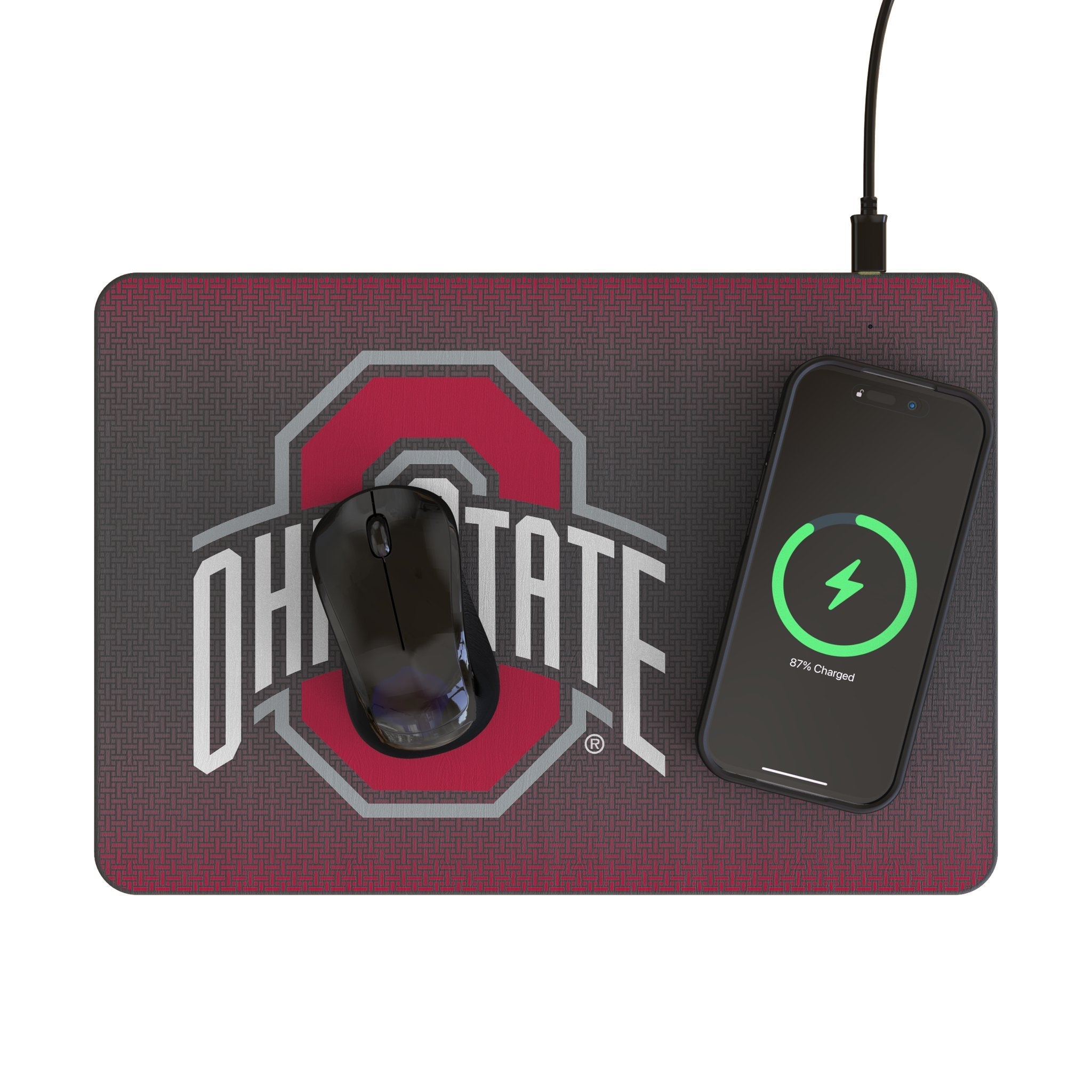 Ohio State University Buckeyes Linen 15-Watt Wireless Charger and Mouse Pad