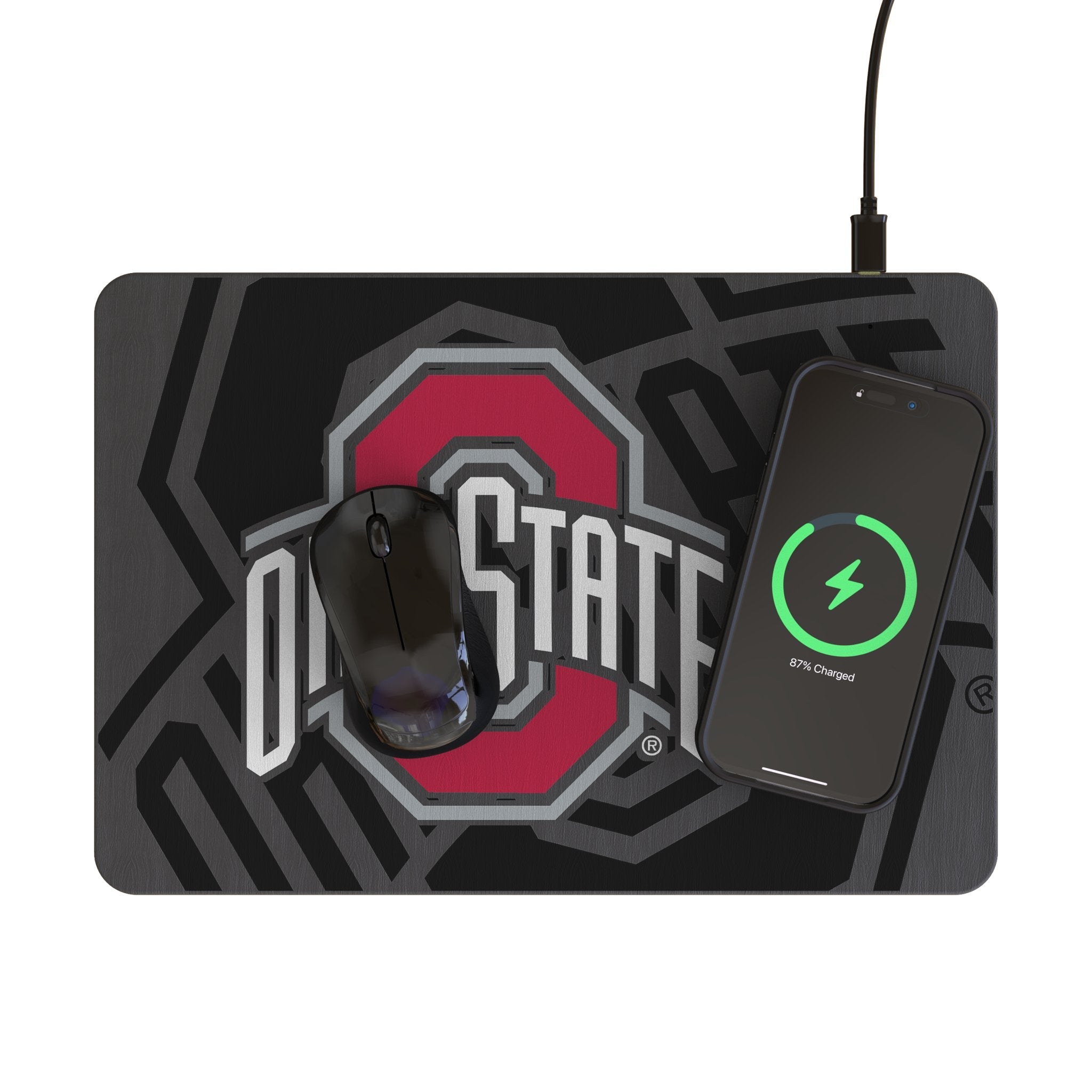 Ohio State University Buckeyes Monocolor Tilt 15-Watt Wireless Charger and Mouse Pad