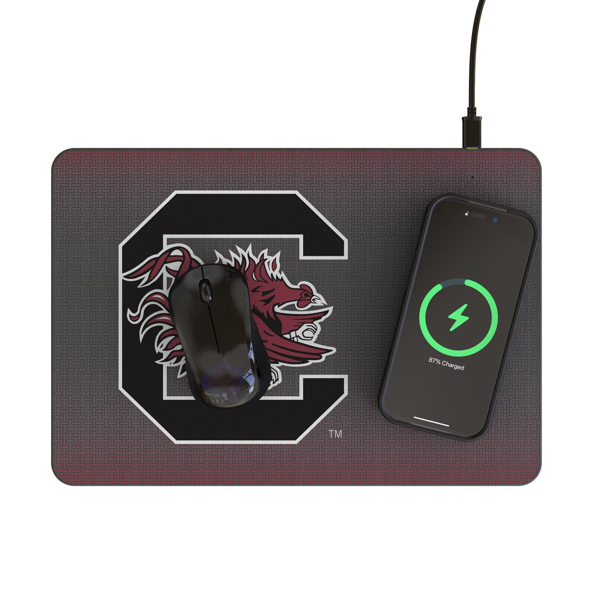 University of South Carolina Gamecocks Linen 15-Watt Wireless Charger and Mouse Pad