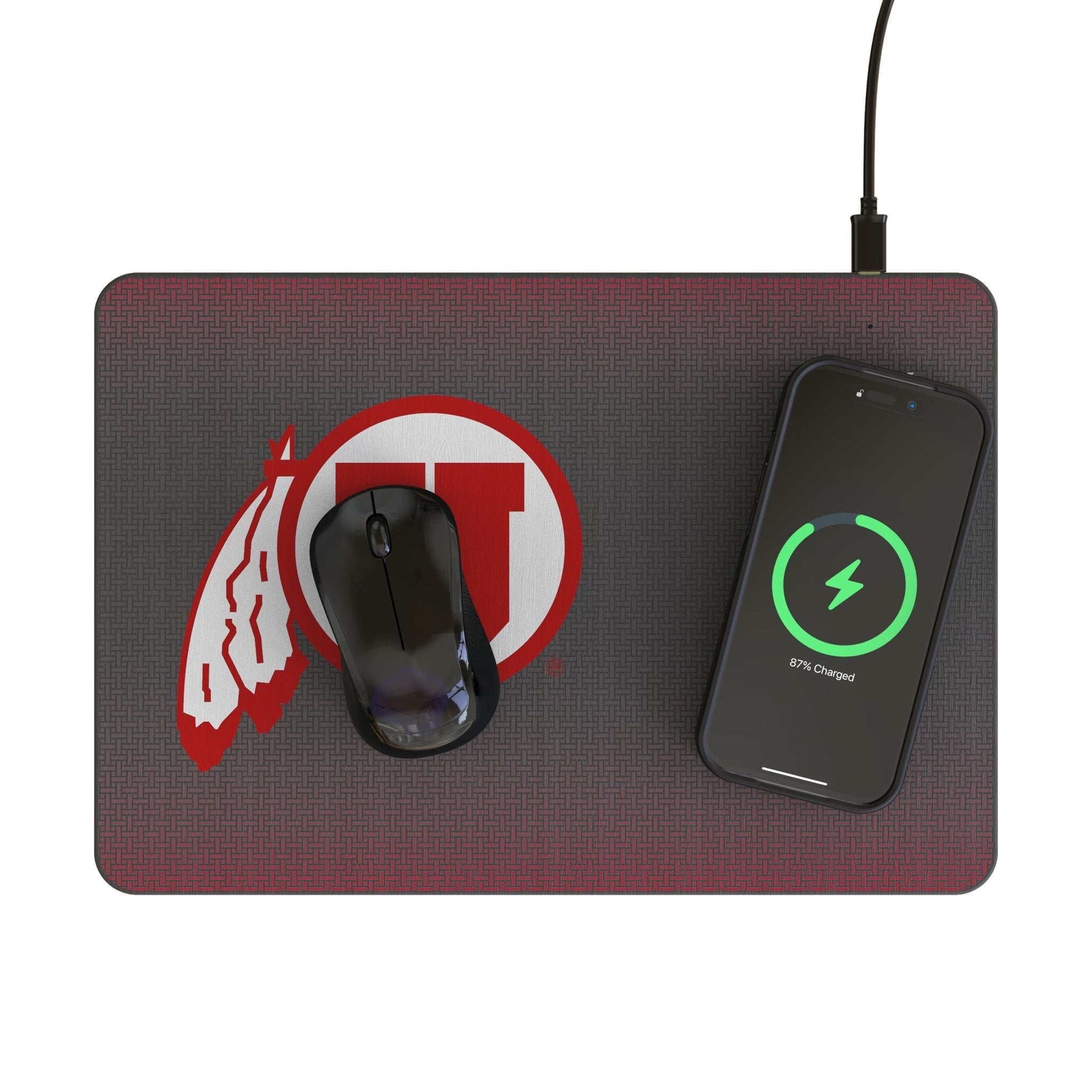 University of Utah Utes Linen 15-Watt Wireless Charger and Mouse Pad 2