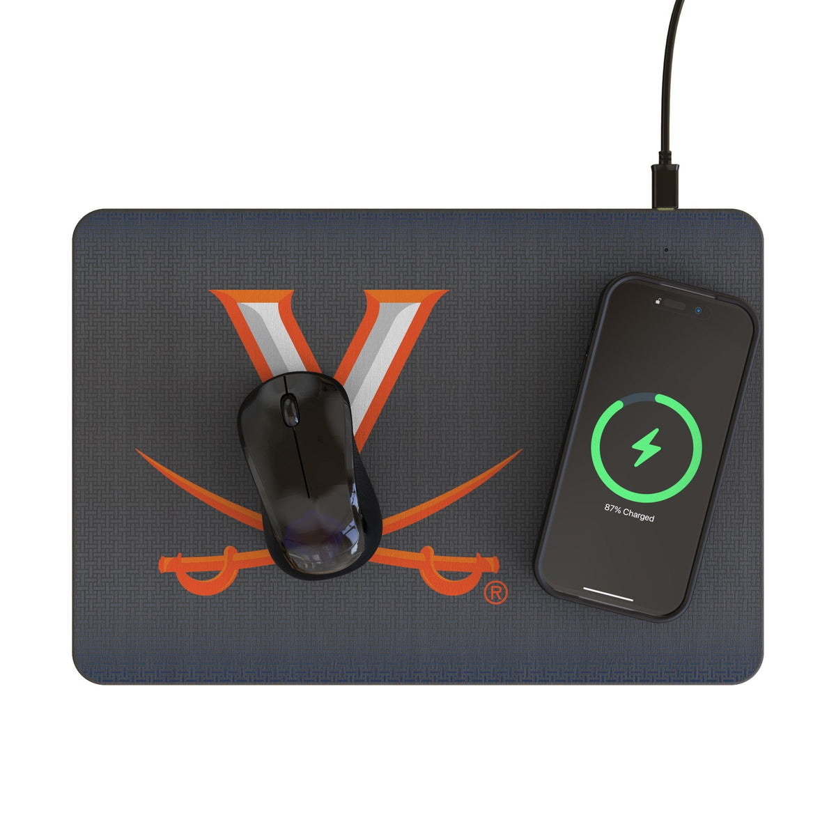 University of Virginia Cavaliers Linen 15-Watt Wireless Charger and Mouse Pad 2