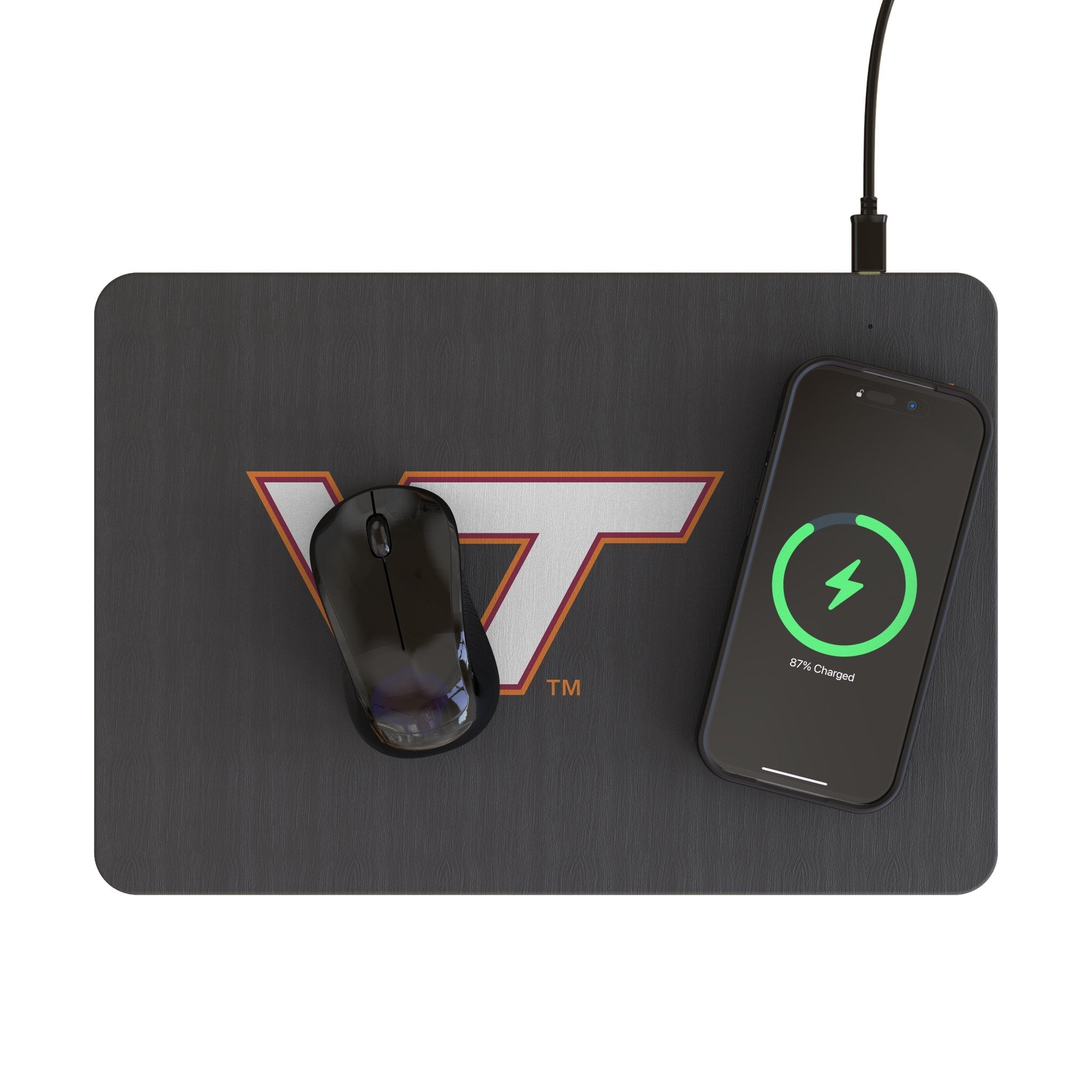 Virginia Tech Hokies Monocolor Tilt 15-Watt Wireless Charger and Mouse Pad 2