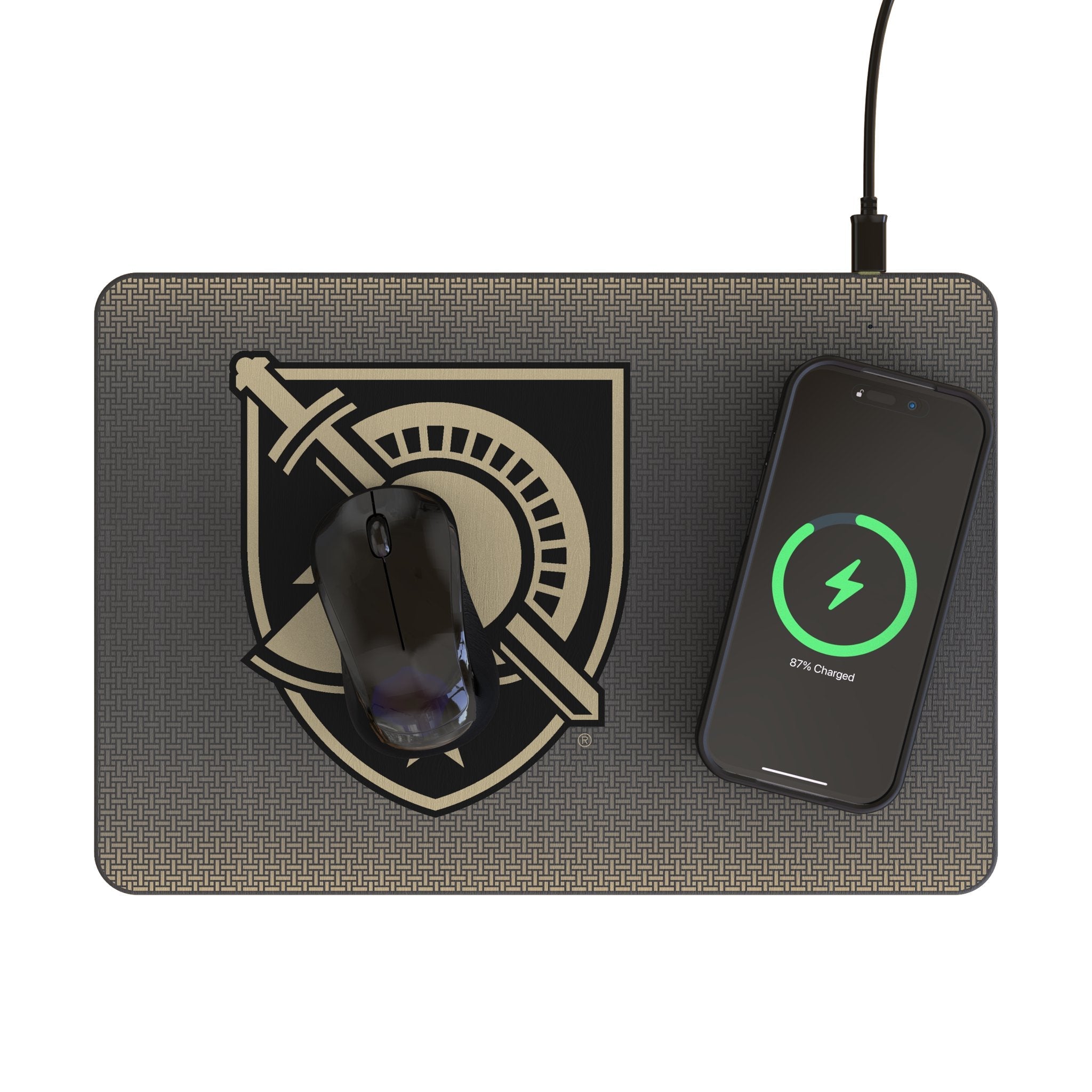 United States Military Academy Black Knights Linen 15-Watt Wireless Charger and Mouse Pad 2