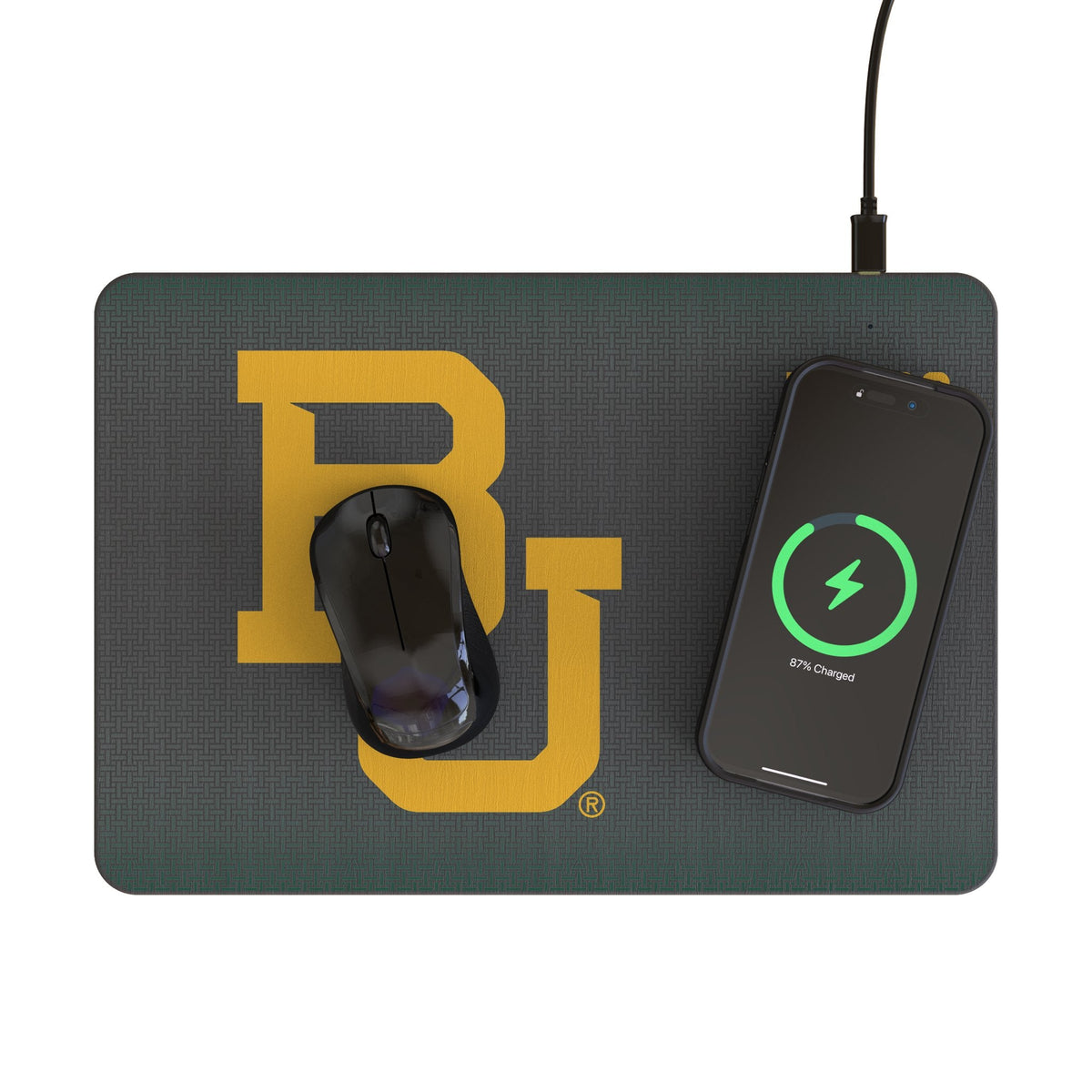 Baylor University Bears Linen 15-Watt Wireless Charger and Mouse Pad