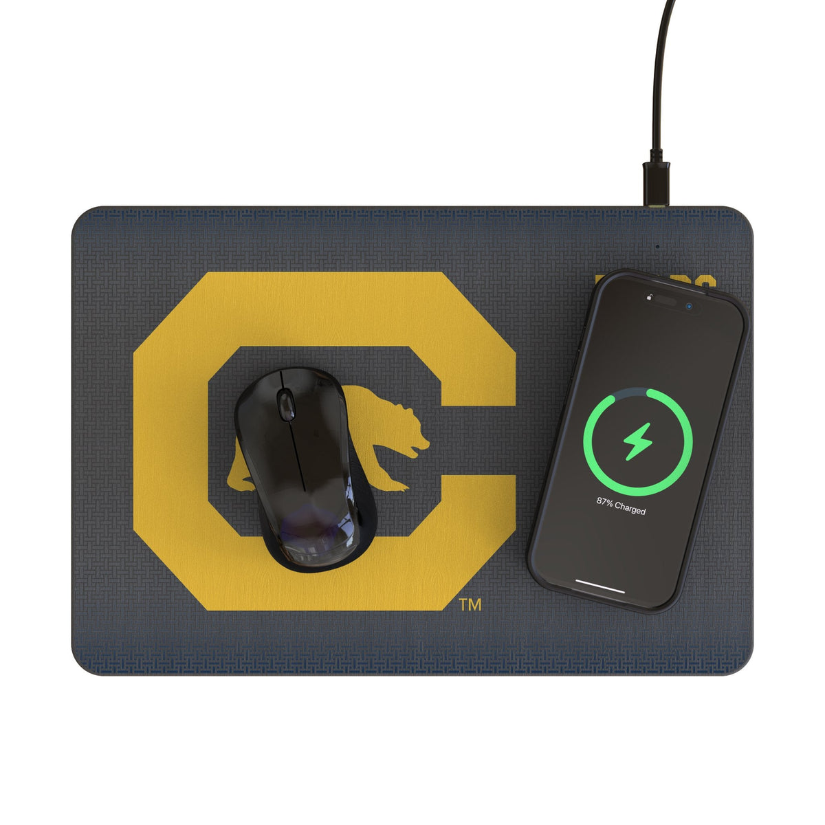 University of California Berkeley Golden Bears Linen 15-Watt Wireless Charger and Mouse Pad