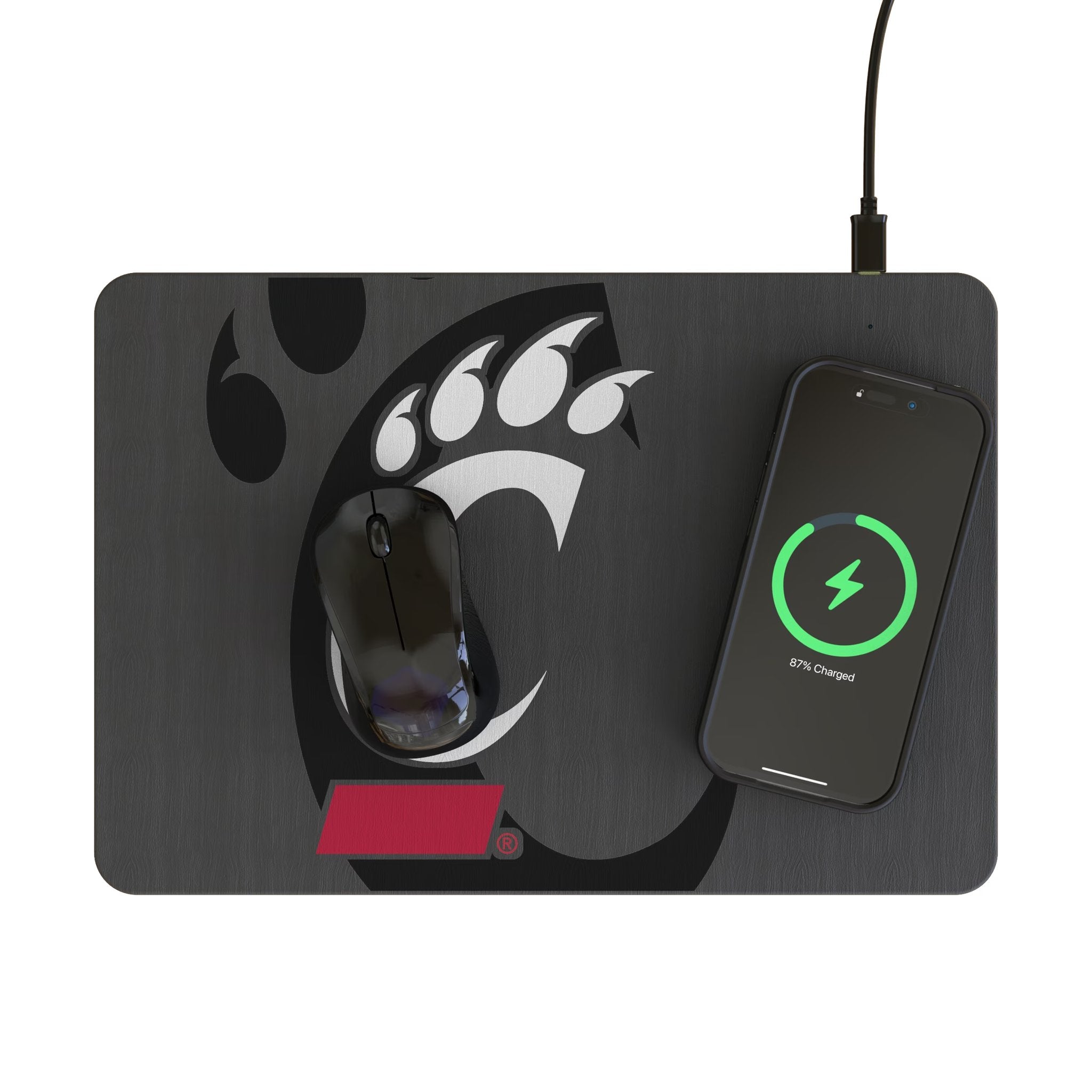 University of Cincinnati Bearcats Monocolor Tilt 15-Watt Wireless Charger and Mouse Pad