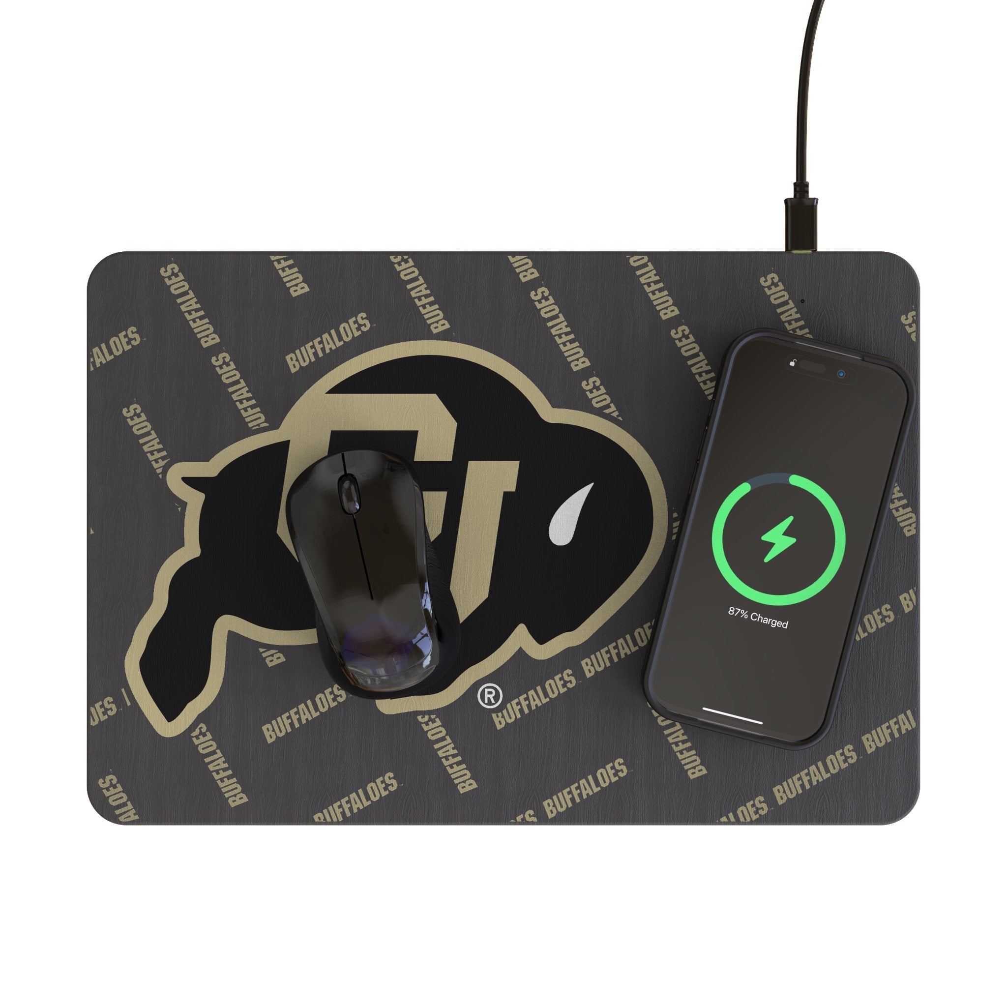 University of Colorado Buffaloes Quadtile 15-Watt Wireless Charger and Mouse Pad