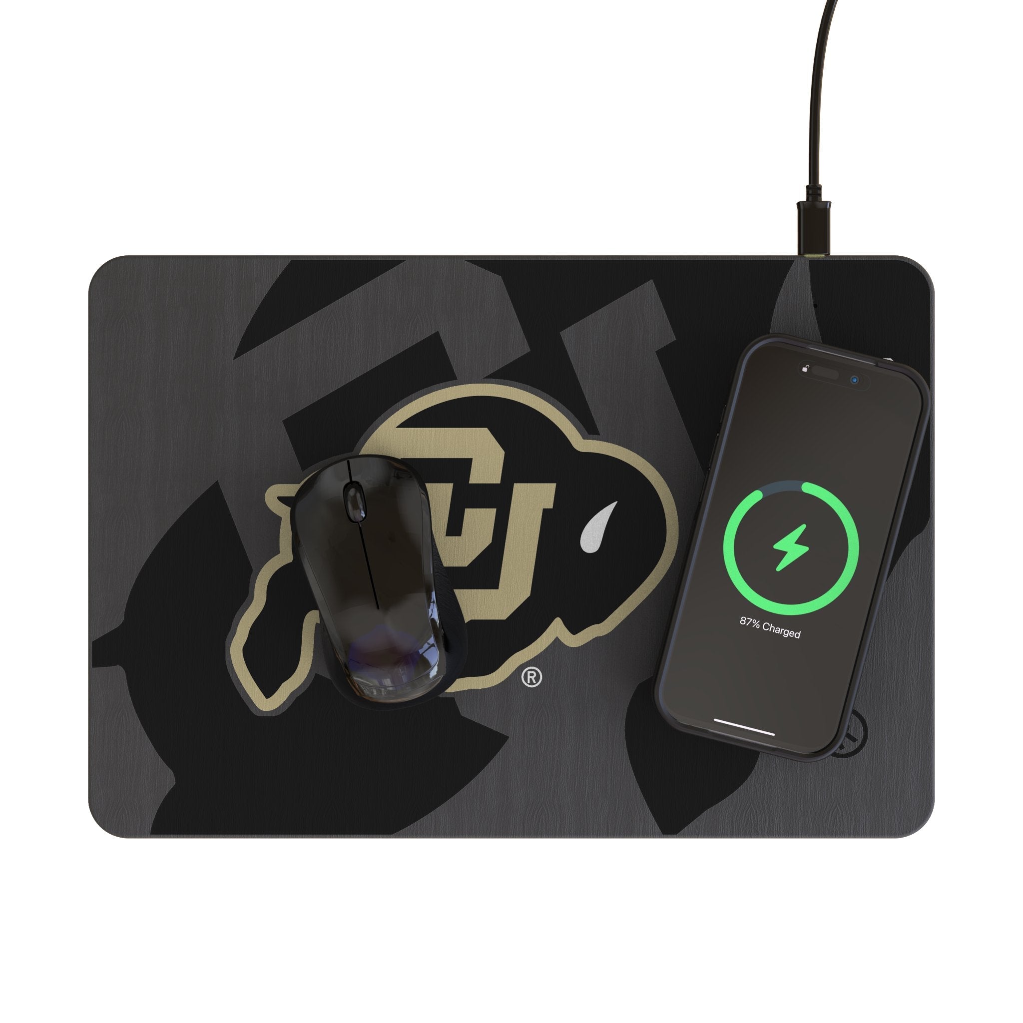University of Colorado Buffaloes Monocolor Tilt 15-Watt Wireless Charger and Mouse Pad 2