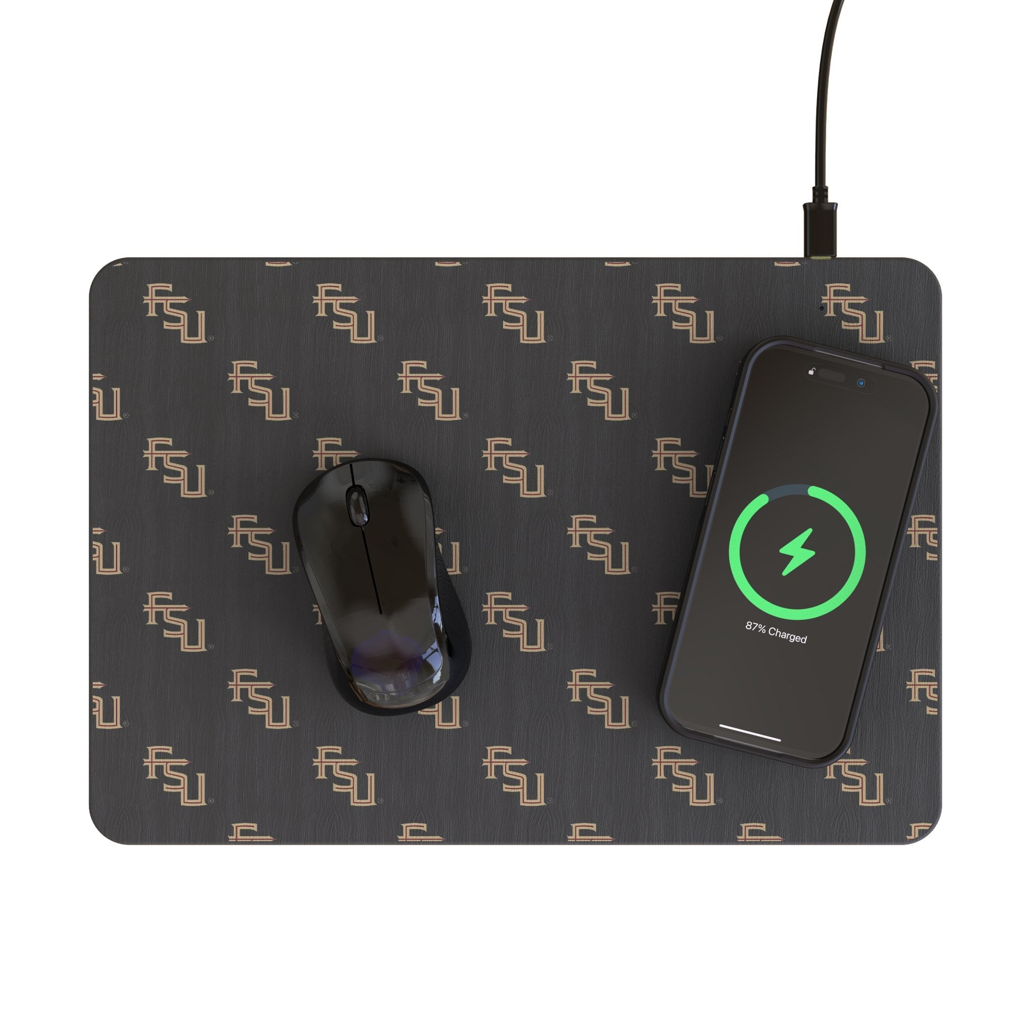 Florida State University Seminoles Fashion Pattern 15-Watt Wireless Charger and Mouse Pad