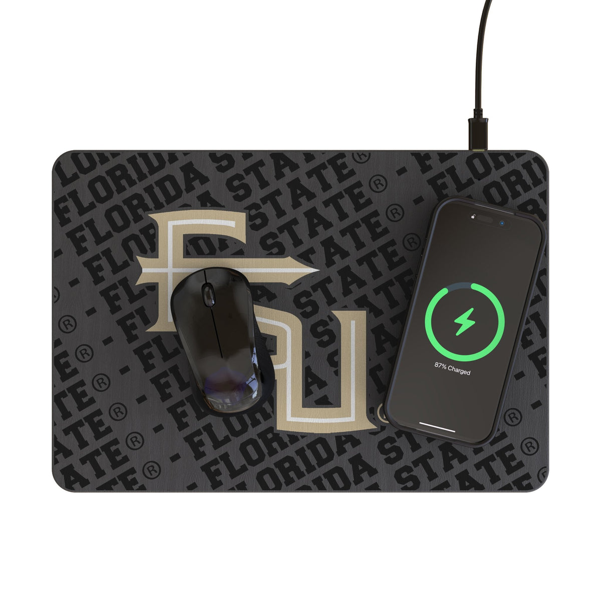 Florida State University Seminoles Athletic Wordmark Monocolor Tilt 15-Watt Wireless Charger and Mouse Pad 2