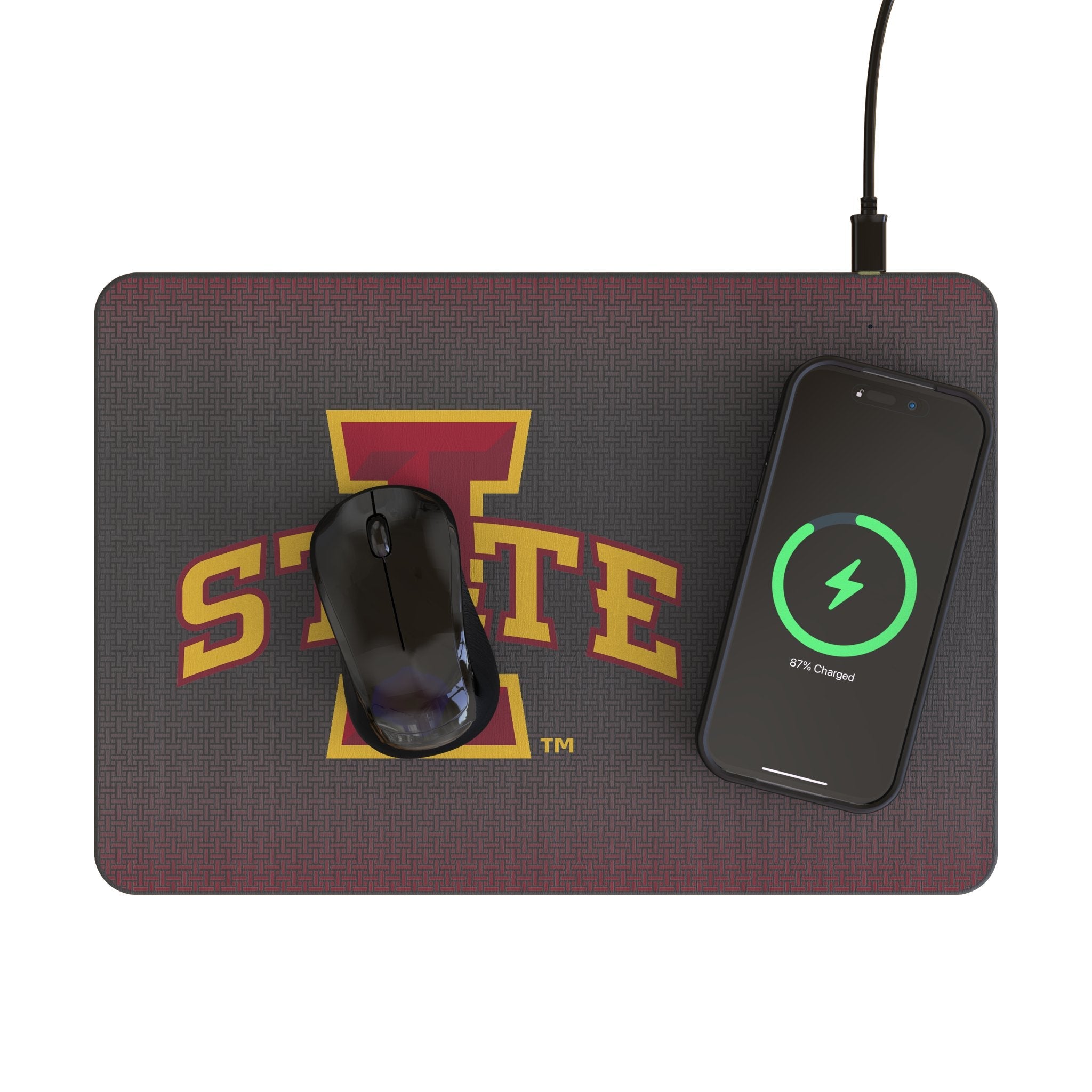 Iowa State University Cyclones Linen 15-Watt Wireless Charger and Mouse Pad 2