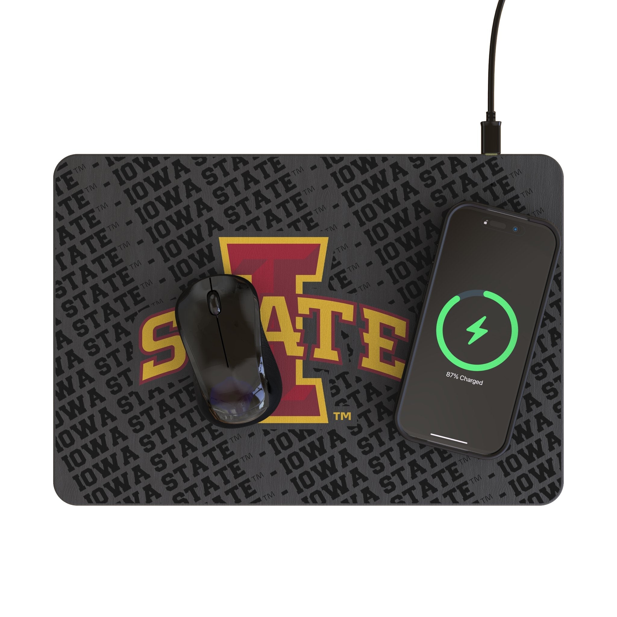Iowa State University Cyclones Monocolor Tilt 15-Watt Wireless Charger and Mouse Pad
