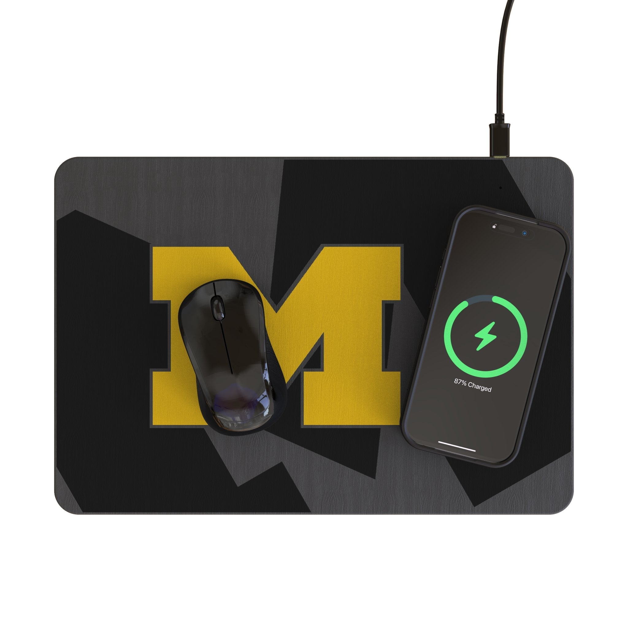 University of Michigan Wolverines Monocolor Tilt 15-Watt Wireless Charger and Mouse Pad