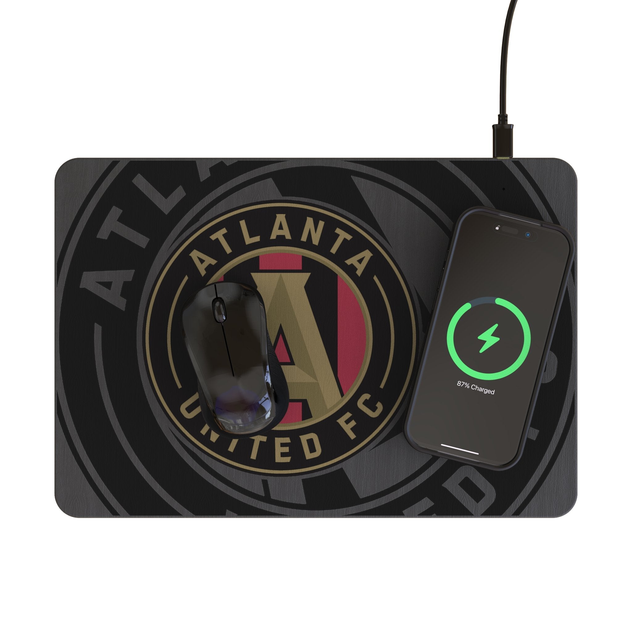 Atlanta United FC Monocolor Tilt 15-Watt Wireless Charger and Mouse Pad