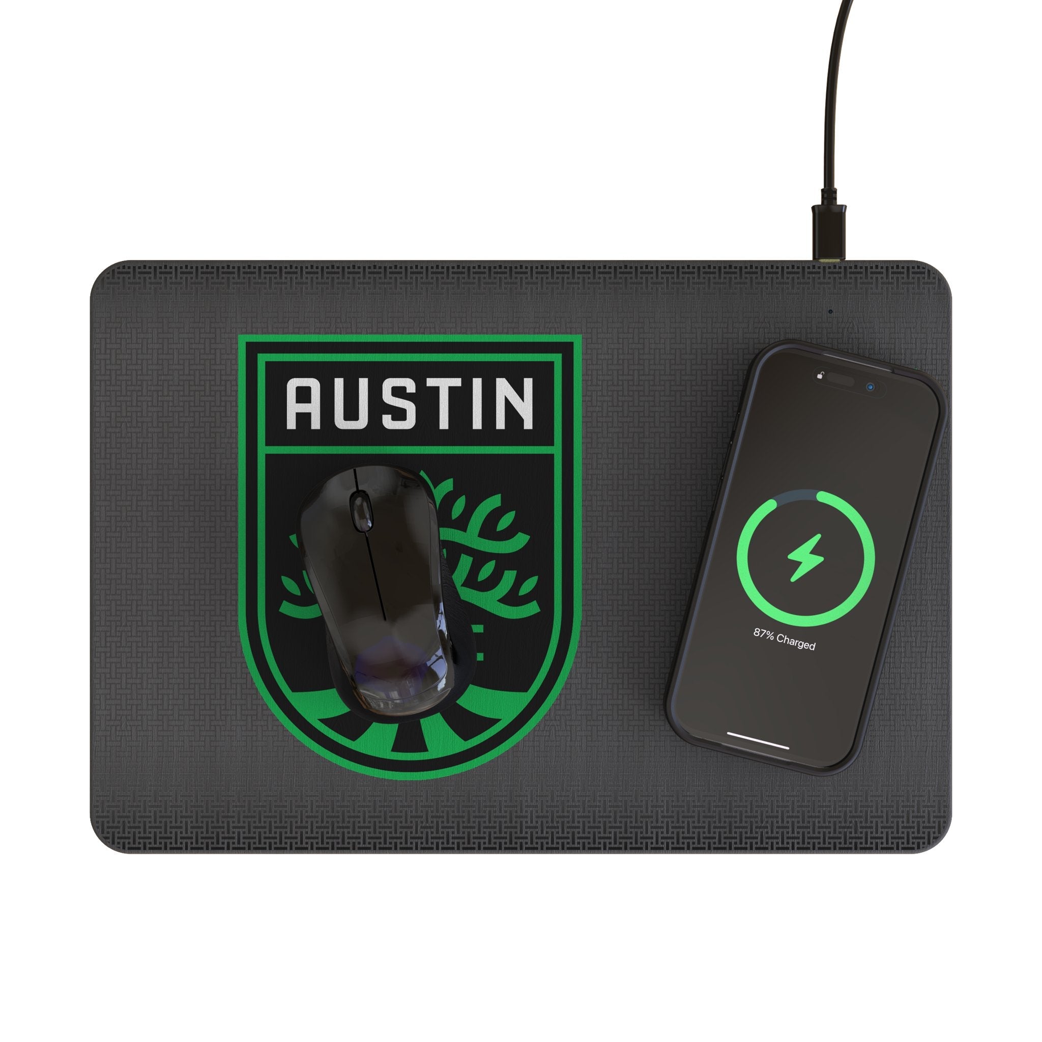 Austin FC Linen 15-Watt Wireless Charger and Mouse Pad