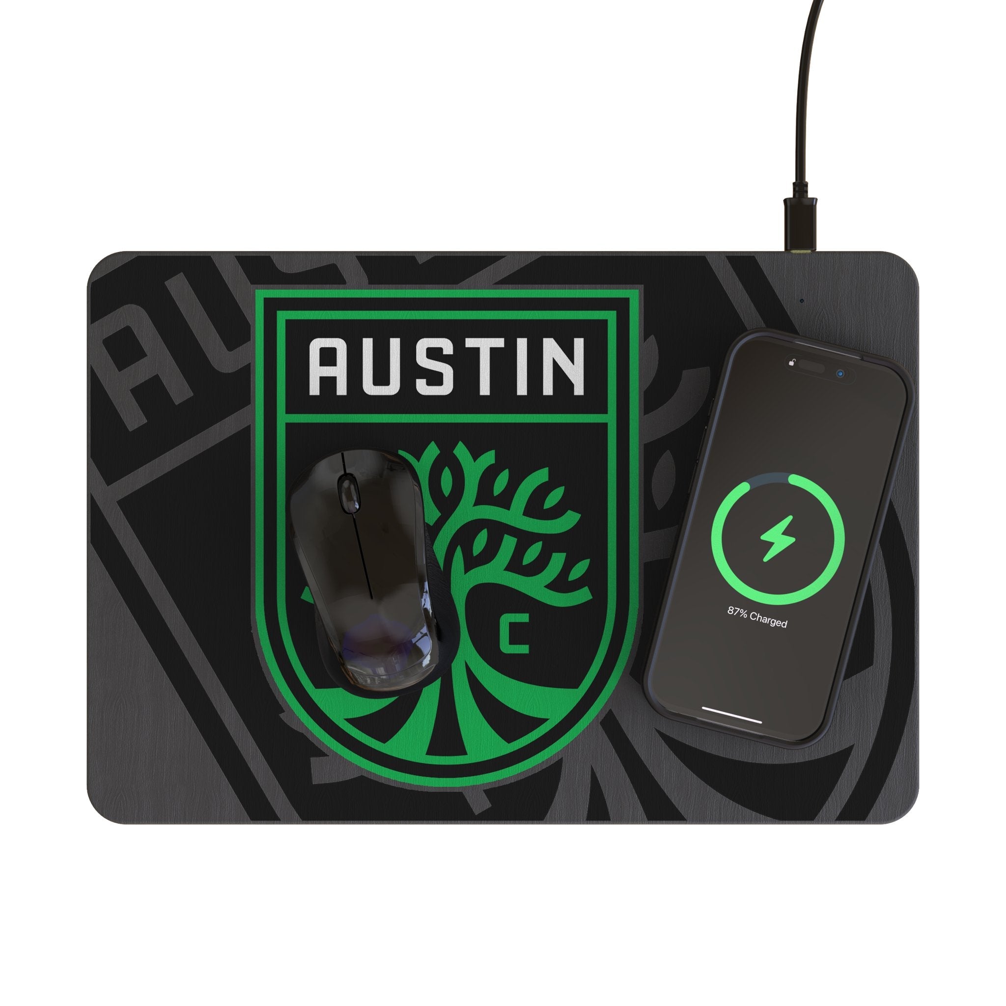 Austin FC Personalized Tilt 15-Watt Wireless Charger and Mouse Pad