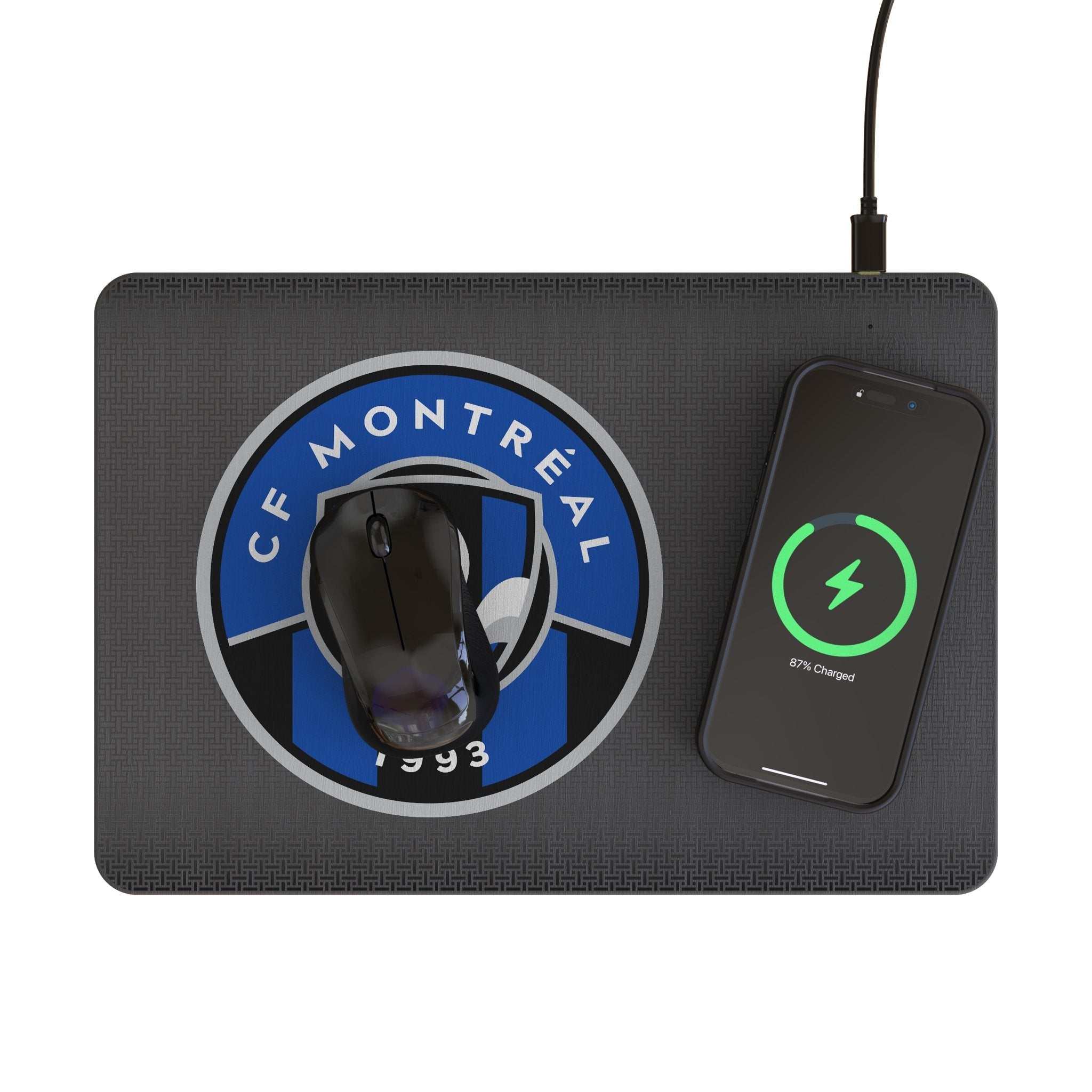 CF Montreal Linen 15-Watt Wireless Charger and Mouse Pad