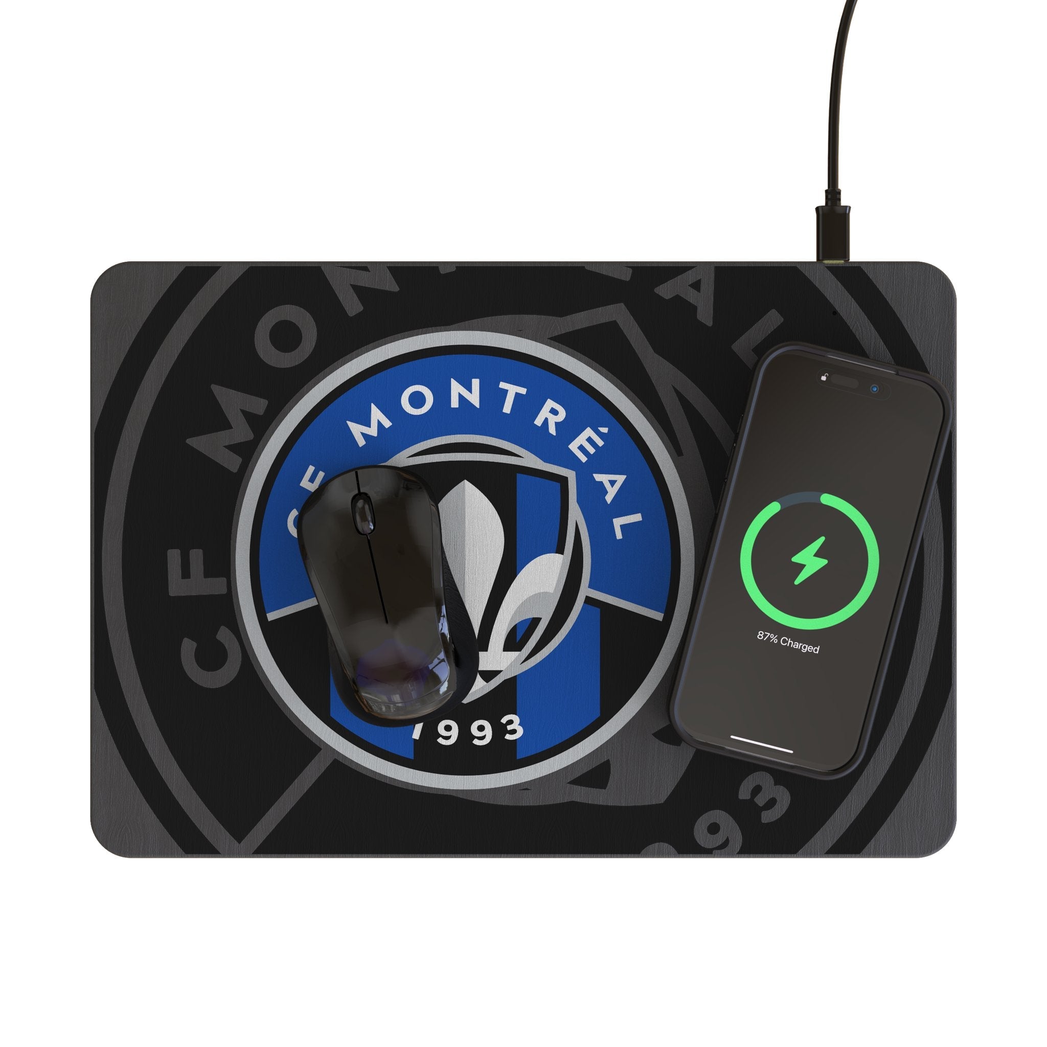 CF Montreal Monocolor Tilt 15-Watt Wireless Charger and Mouse Pad