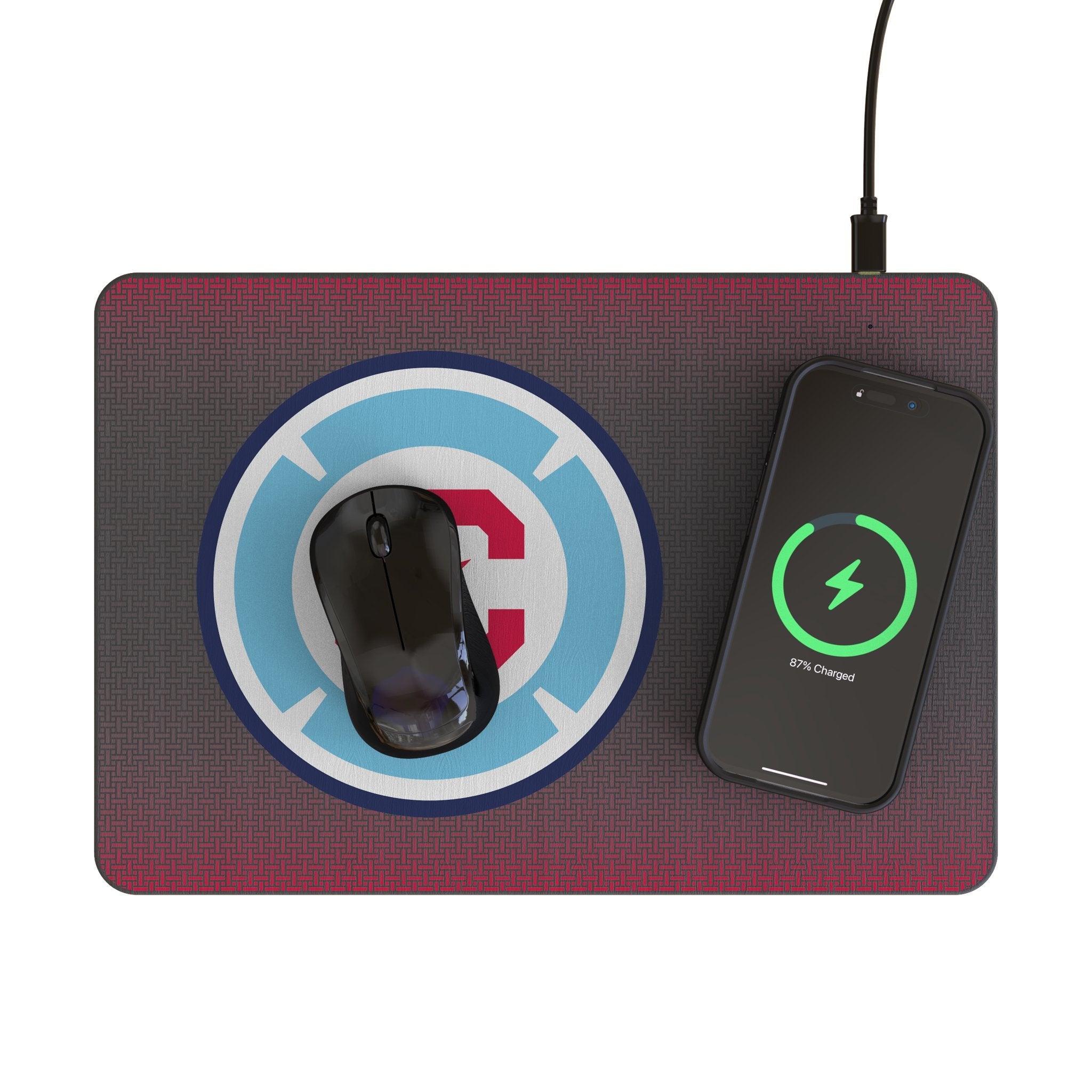 Chicago Fire Linen 15-Watt Wireless Charger and Mouse Pad