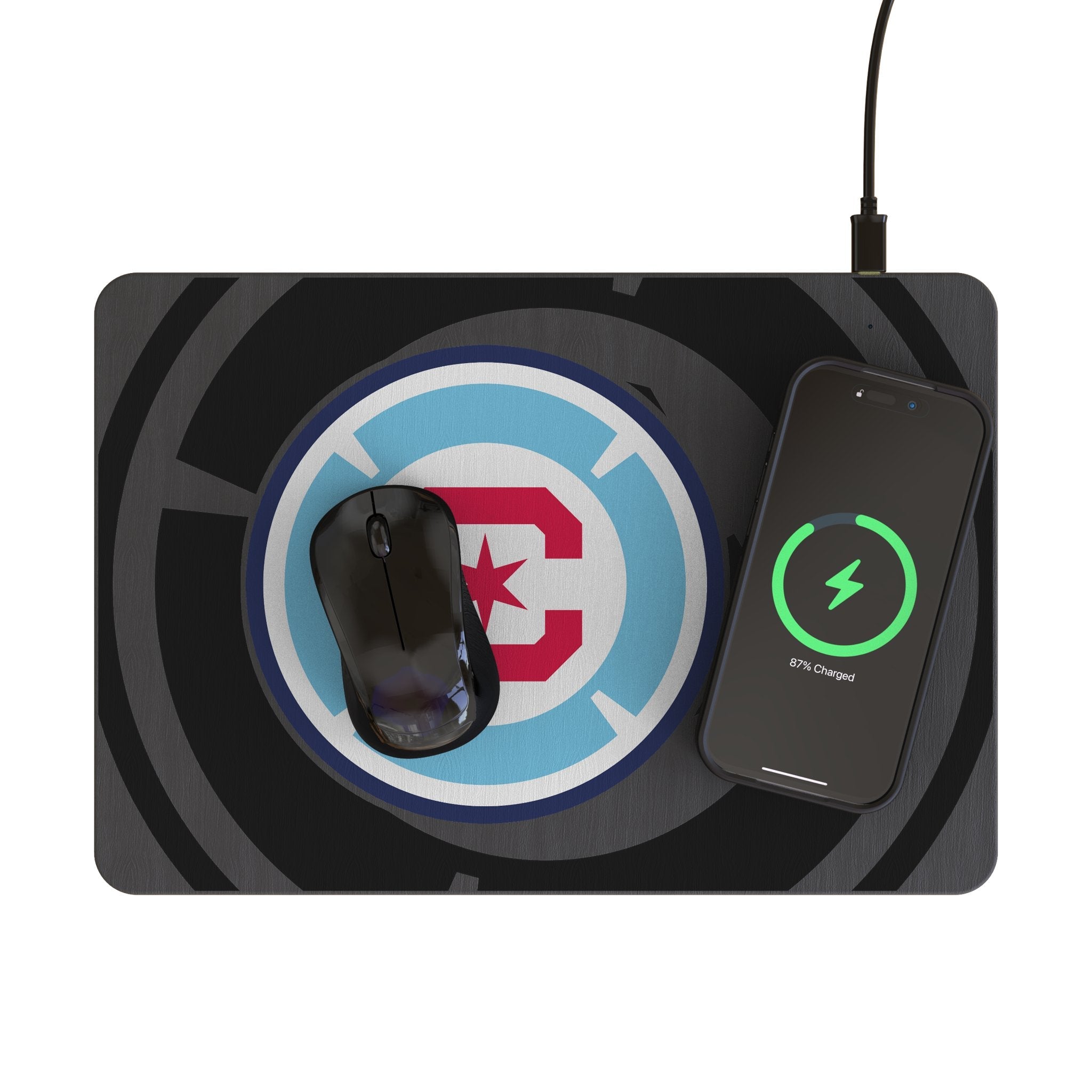 Chicago Fire Monocolor Tilt 15-Watt Wireless Charger and Mouse Pad