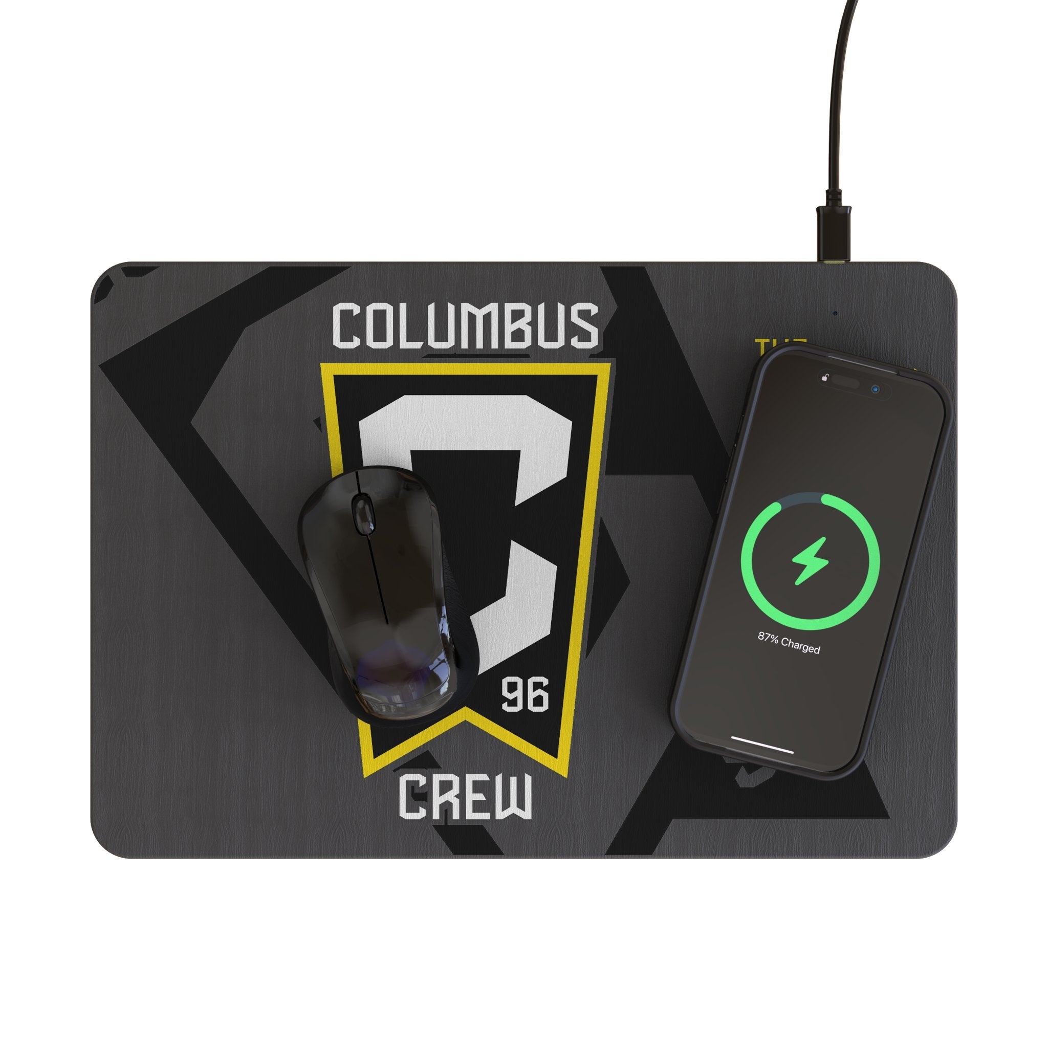 Columbus Crew Monocolor Tilt 15-Watt Wireless Charger and Mouse Pad