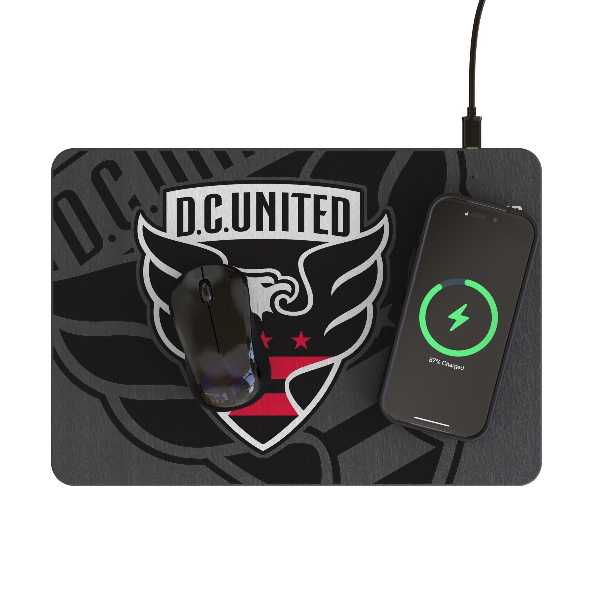 DC United Monocolor Tilt 15-Watt Wireless Charger and Mouse Pad