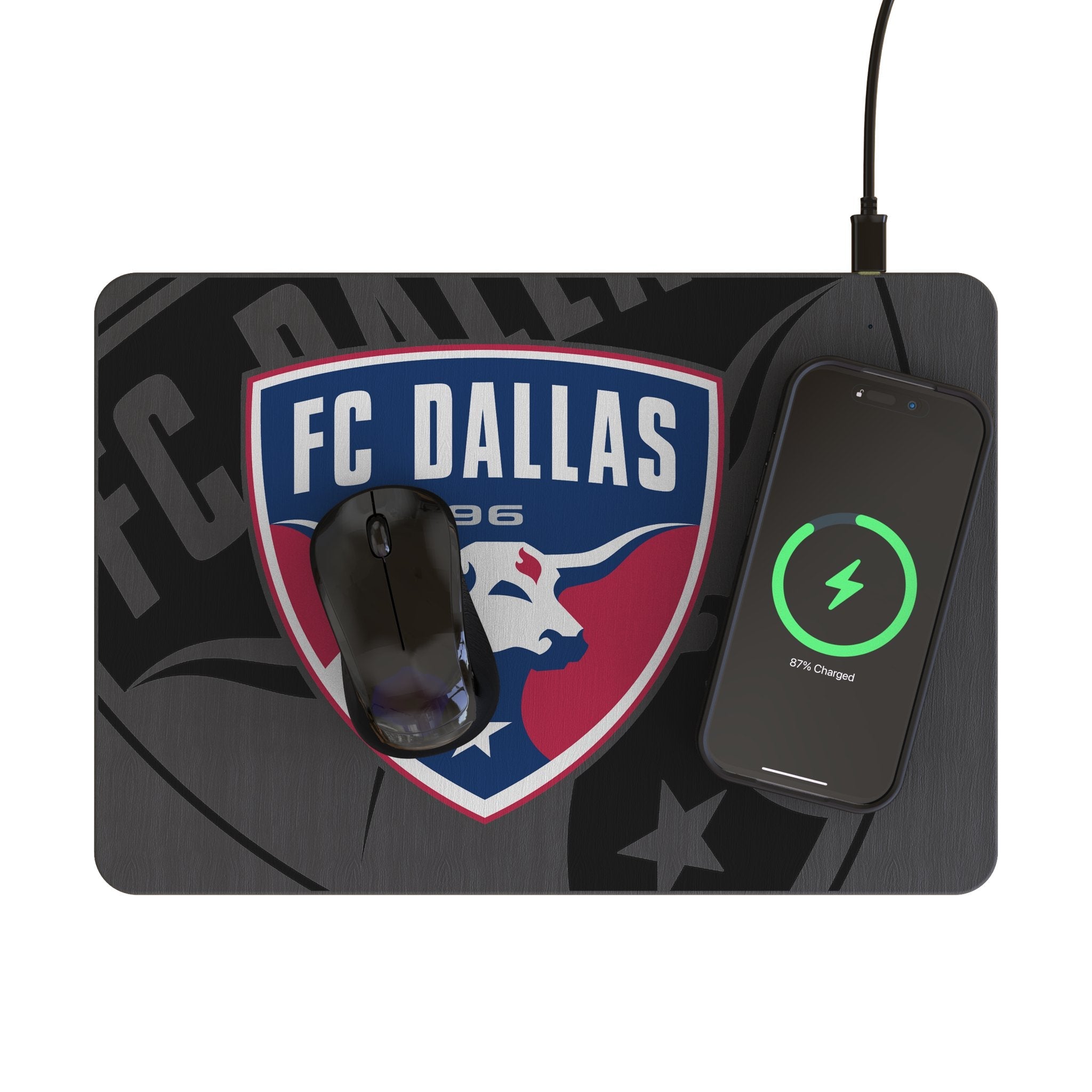 FC Dallas Personalized Tilt 15-Watt Wireless Charger and Mouse Pad