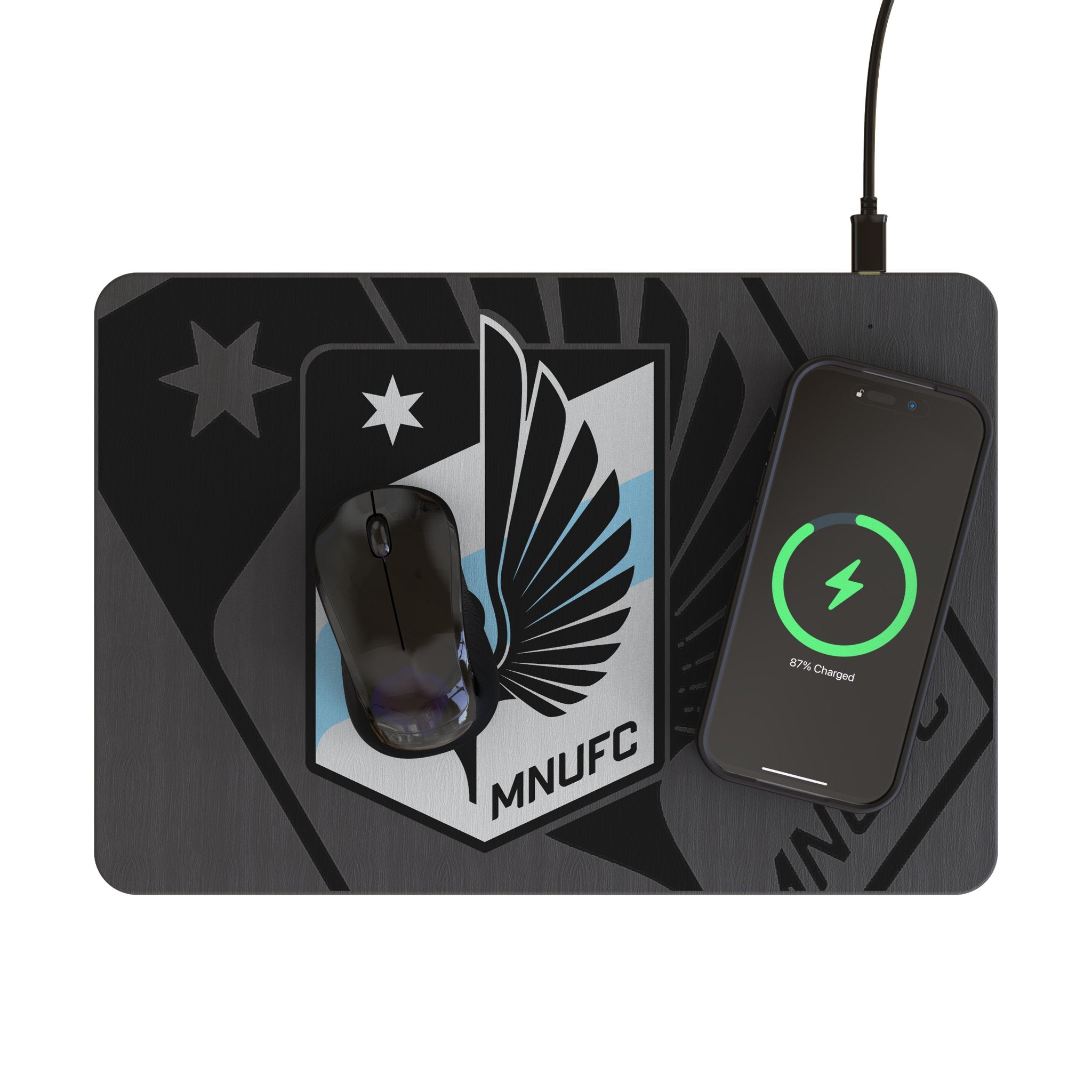 Minnesota United FC Monocolor Tilt 15-Watt Wireless Charger and Mouse Pad