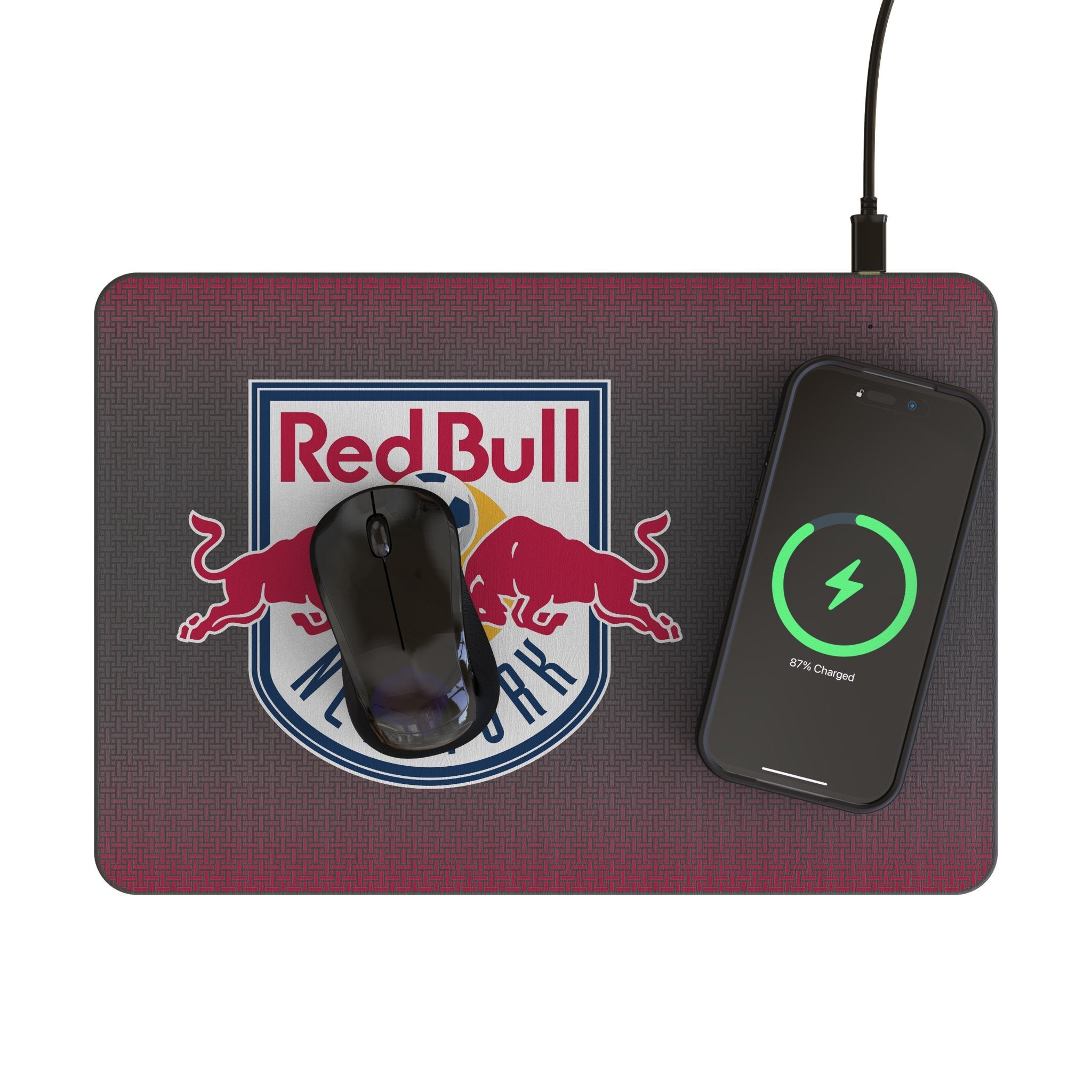 New York Red Bulls Linen 15-Watt Wireless Charger and Mouse Pad