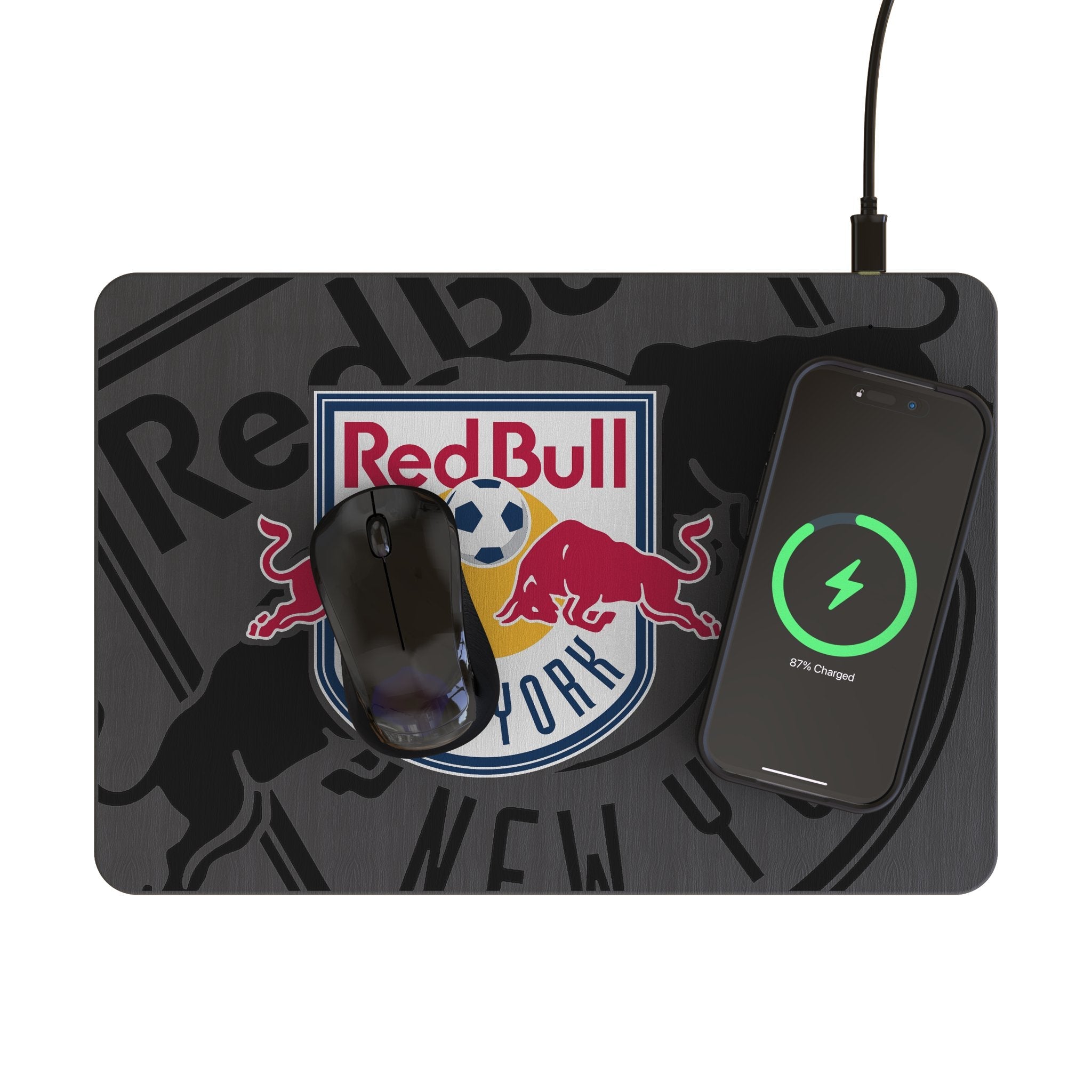 New York Red Bulls Personalized Tilt 15-Watt Wireless Charger and Mouse Pad