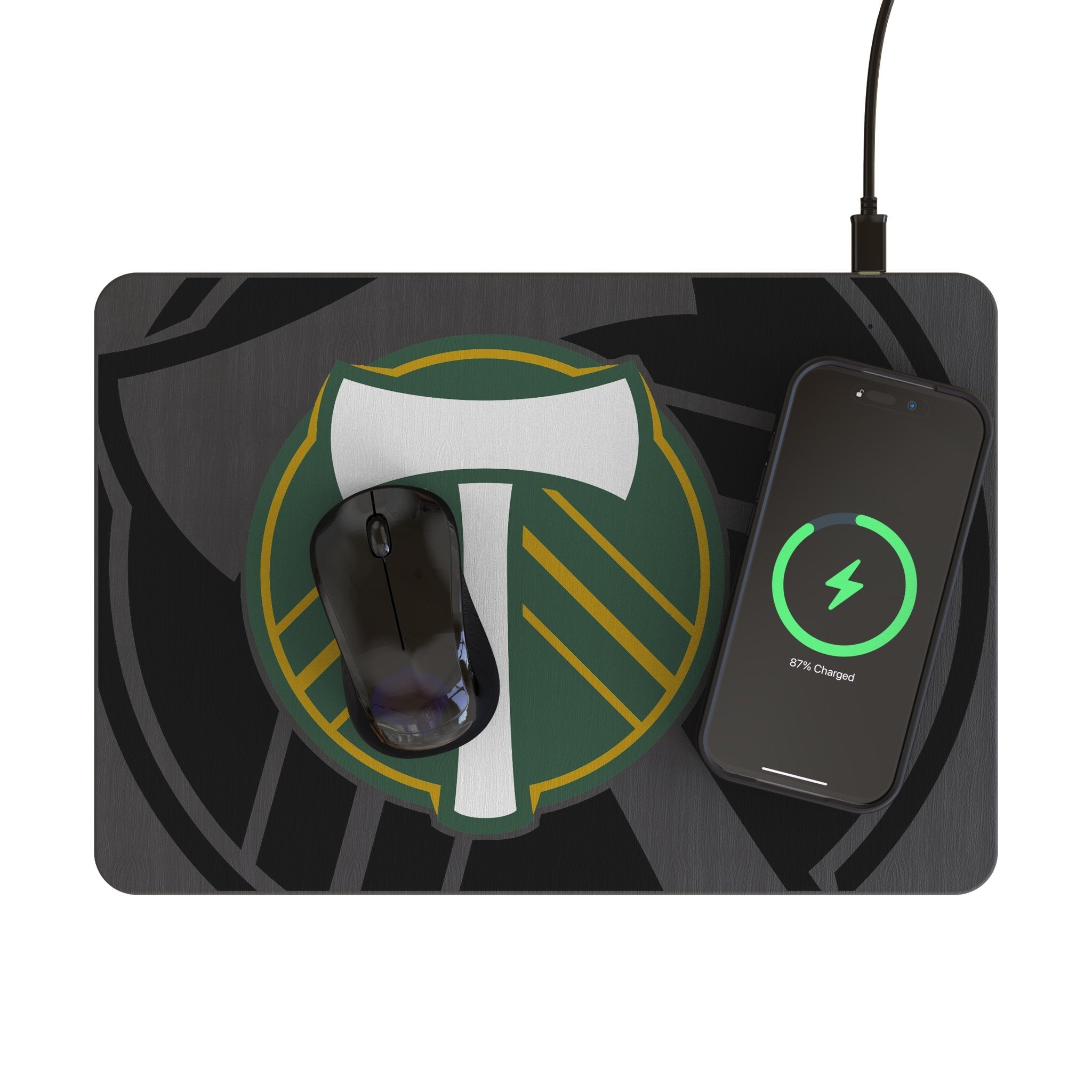 Portland Timbers Personalized Tilt 15-Watt Wireless Charger and Mouse Pad