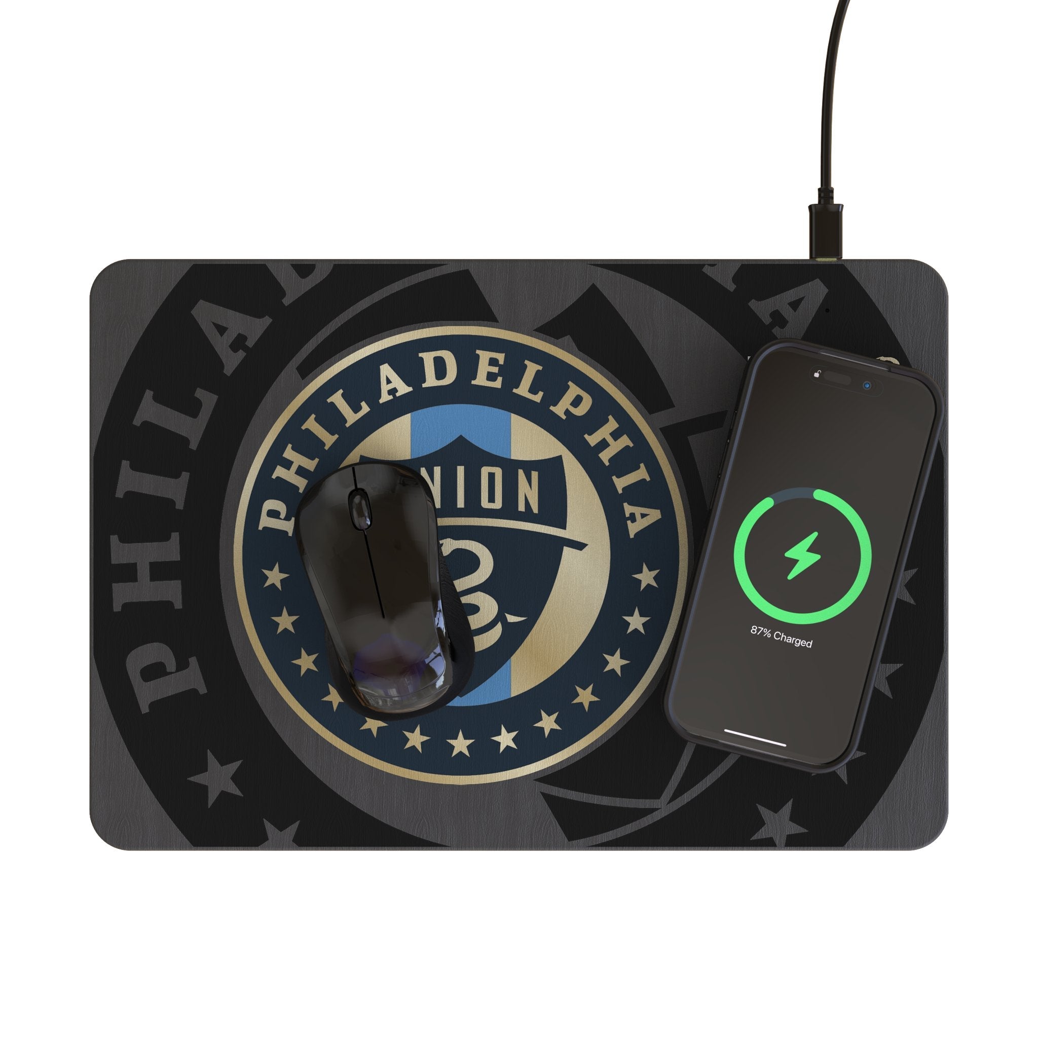 Philadelphia Union Monocolor Tilt 15-Watt Wireless Charger and Mouse Pad