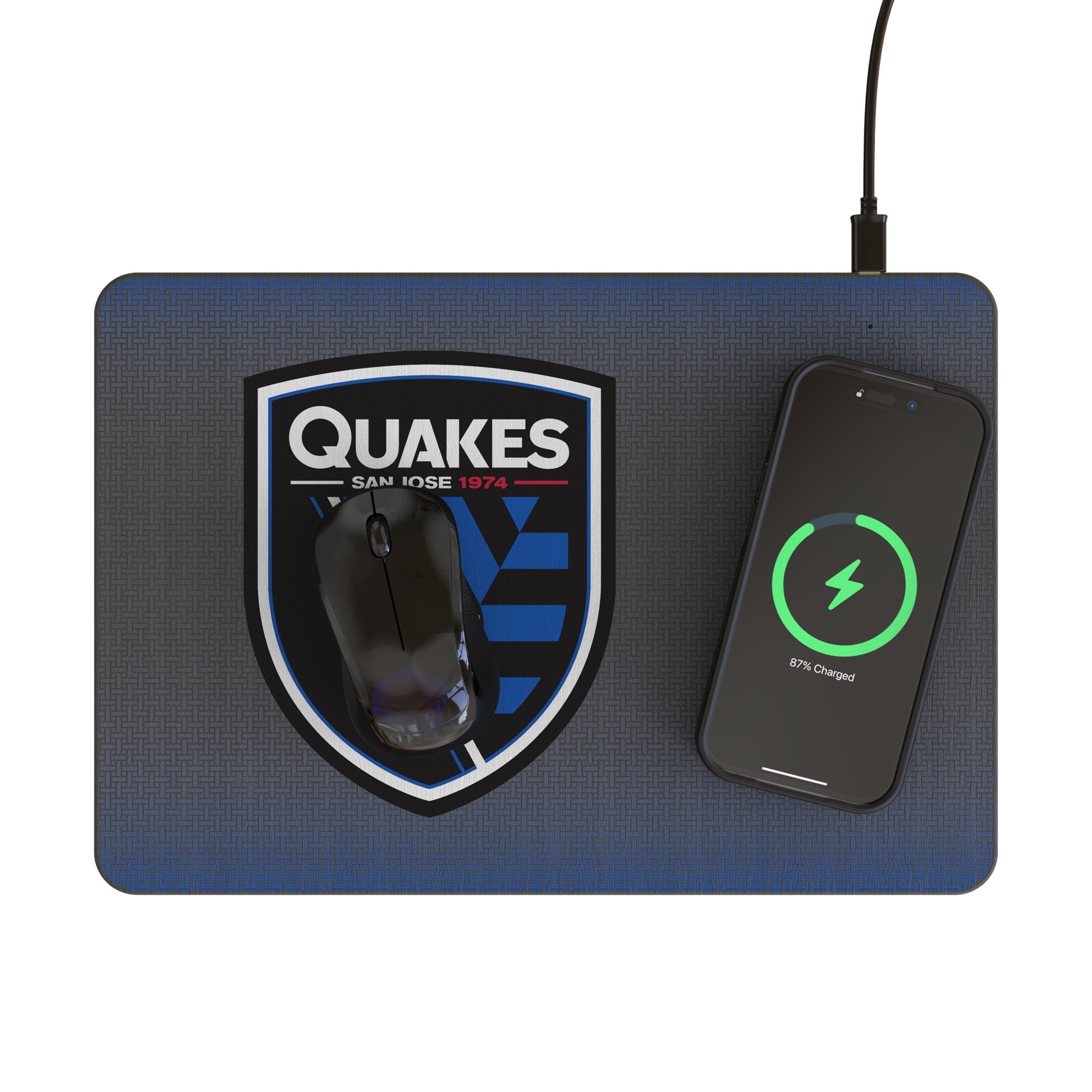 San Jose Earthquakes Linen 15-Watt Wireless Charger and Mouse Pad