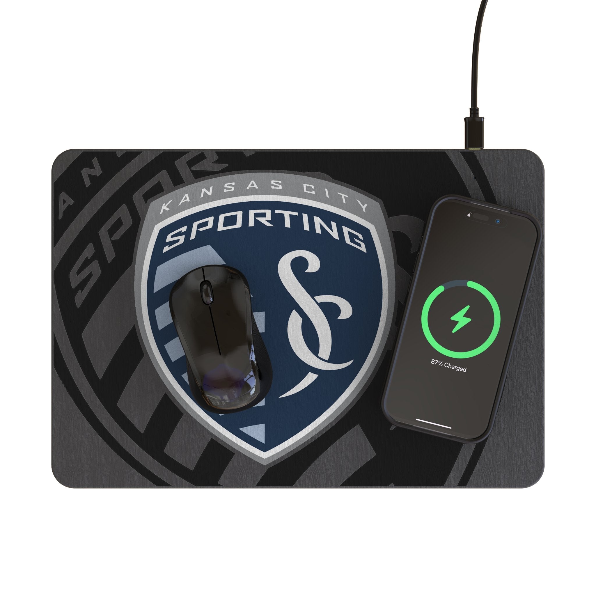 Sporting Kansas City Personalized Tilt 15-Watt Wireless Charger and Mouse Pad