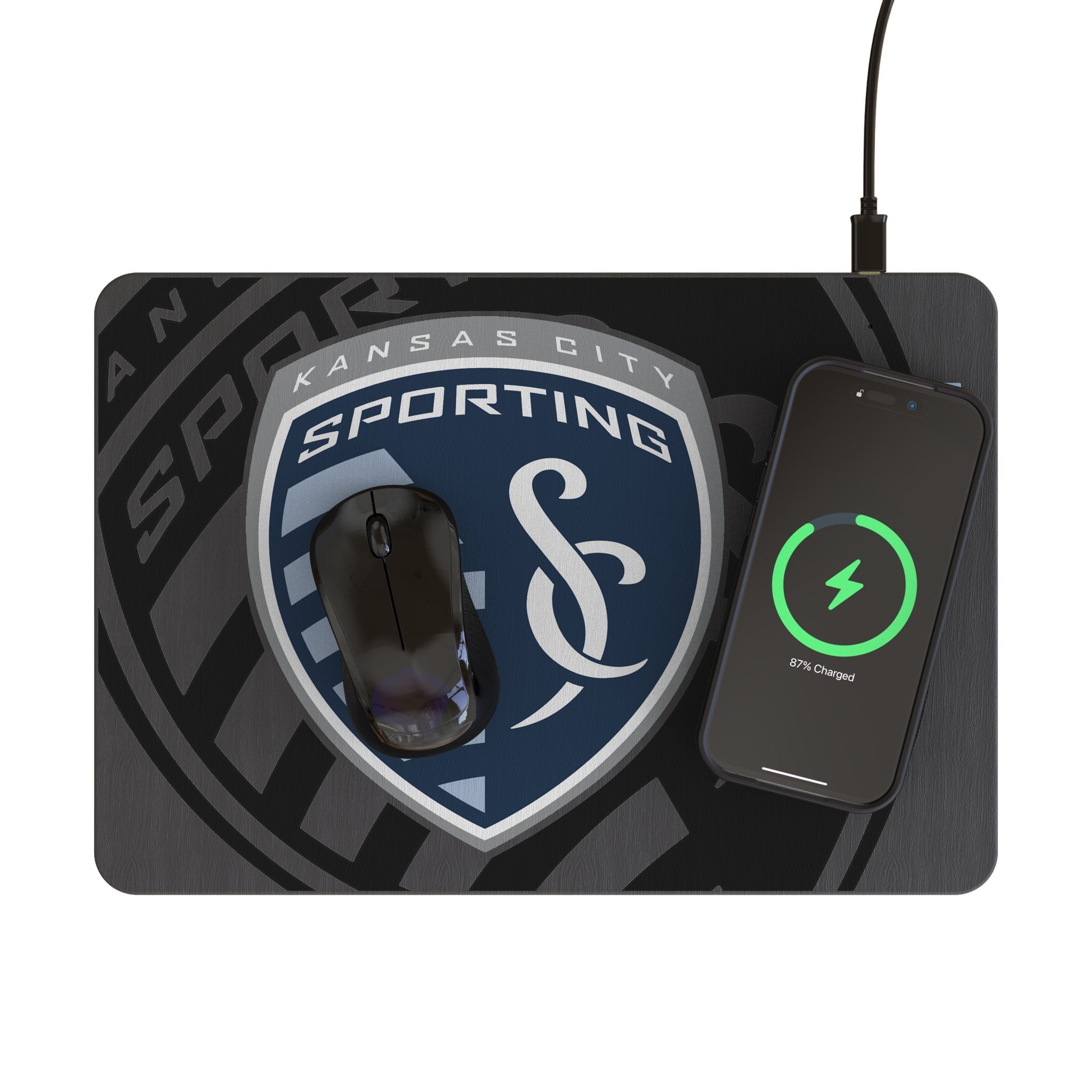 Sporting Kansas City Monocolor Tilt 15-Watt Wireless Charger and Mouse Pad