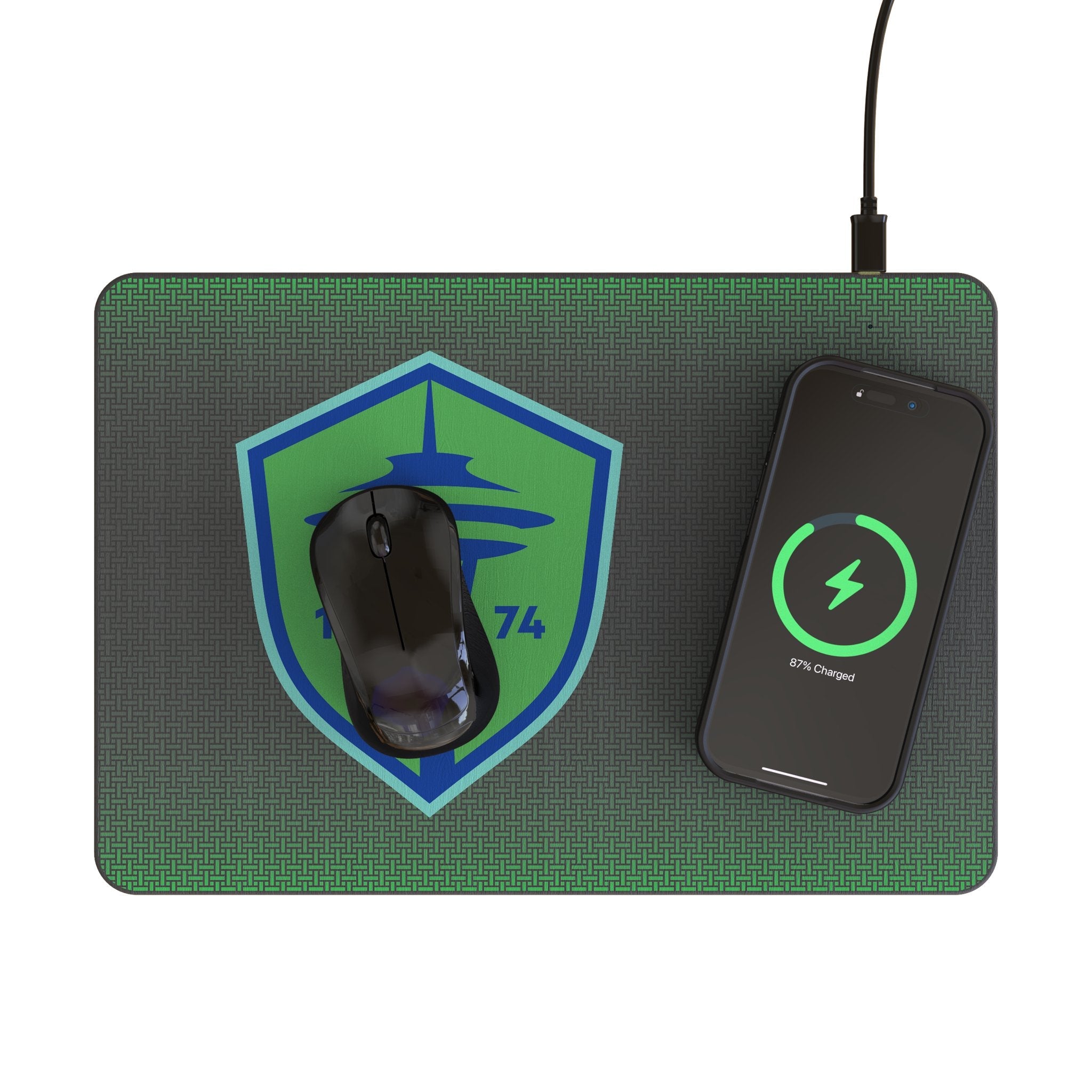 Seattle Sounders FC Linen 15-Watt Wireless Charger and Mouse Pad 2