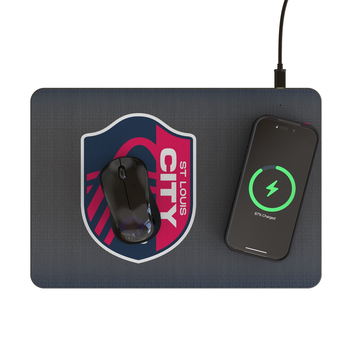 St. Louis CITY SC Linen 15-Watt Wireless Charger and Mouse Pad