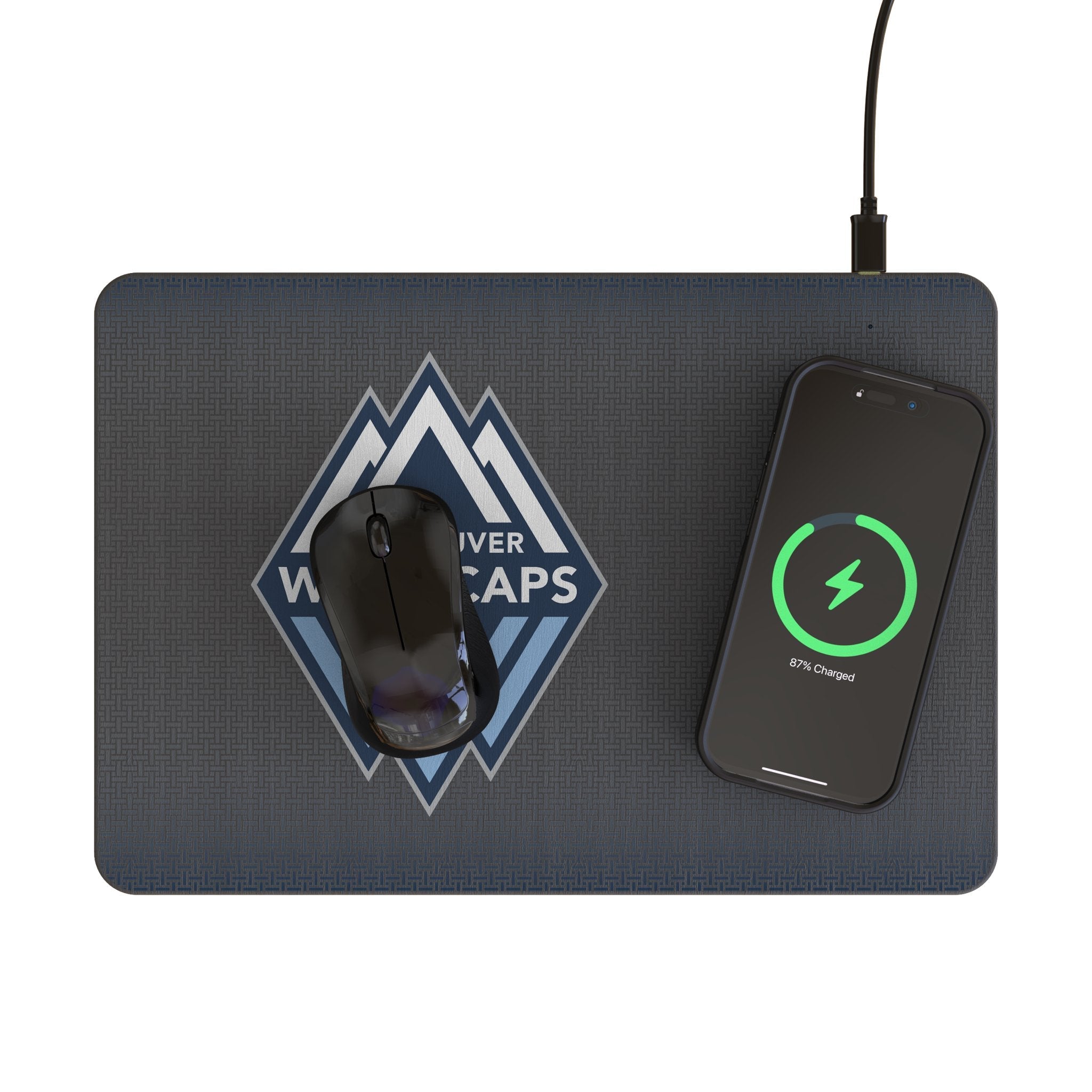 Vancouver Whitecaps Linen 15-Watt Wireless Charger and Mouse Pad