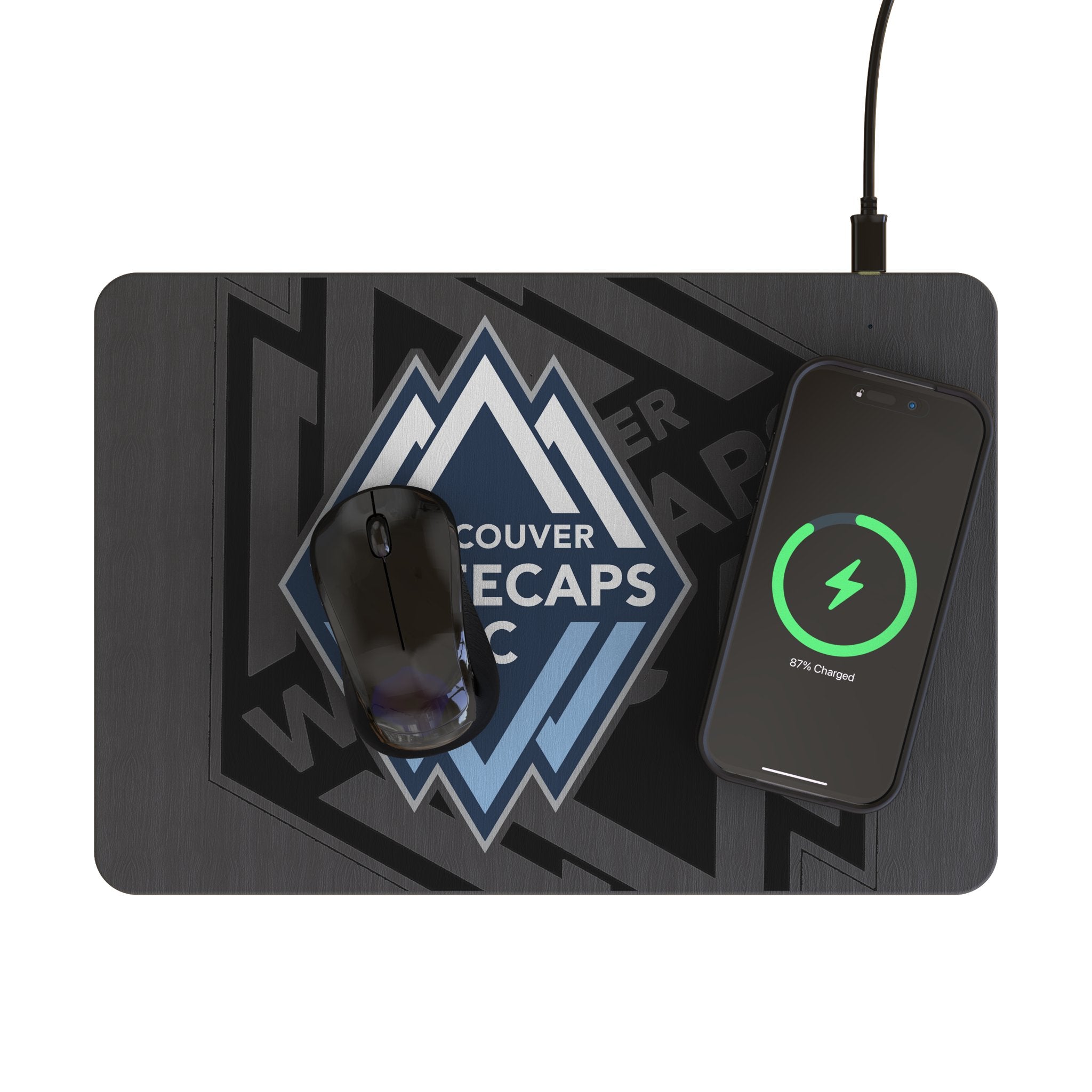 Vancouver Whitecaps Monocolor Tilt 15-Watt Wireless Charger and Mouse Pad