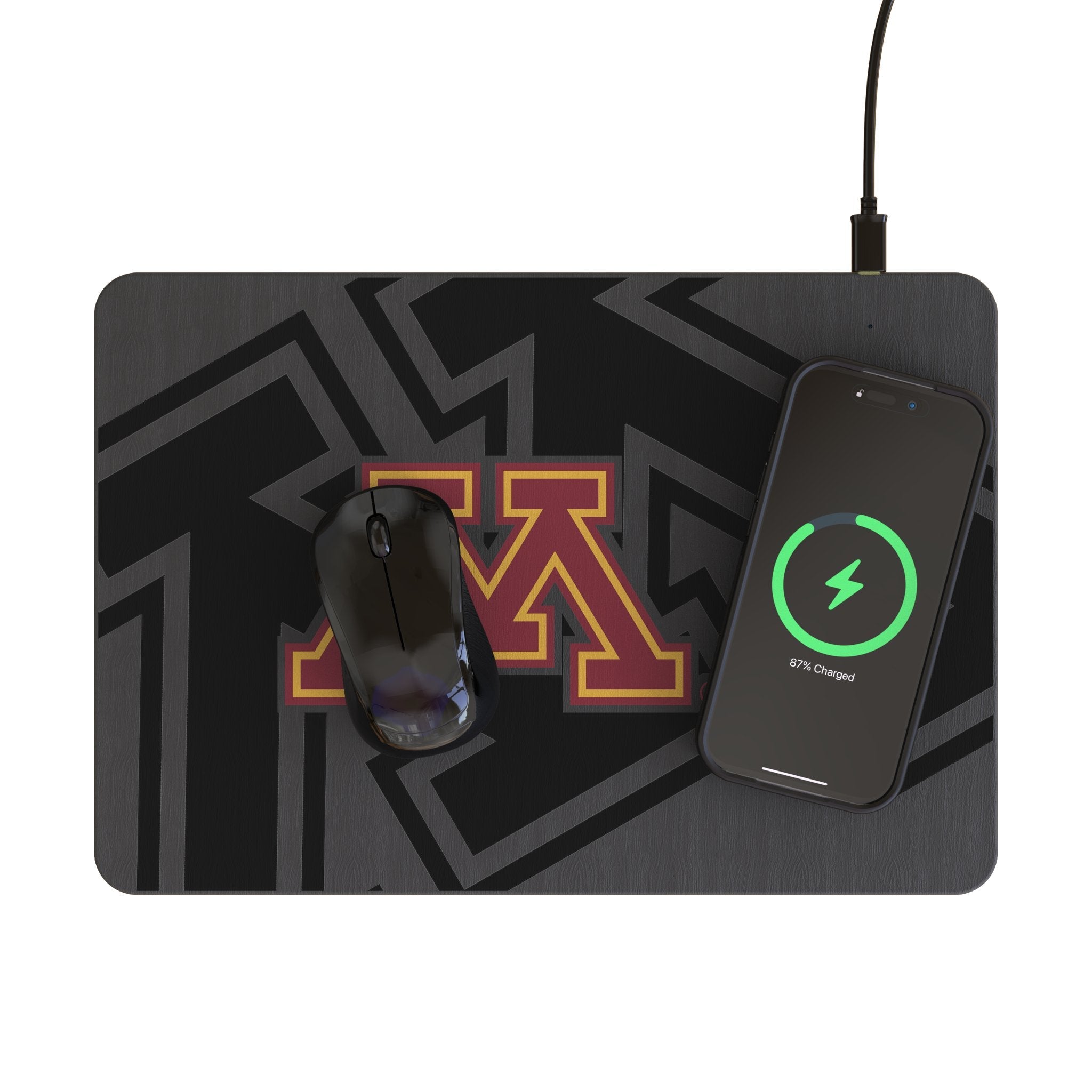 University of Minnesota Golden Gophers Monocolor Tilt 15-Watt Wireless Charger and Mouse Pad