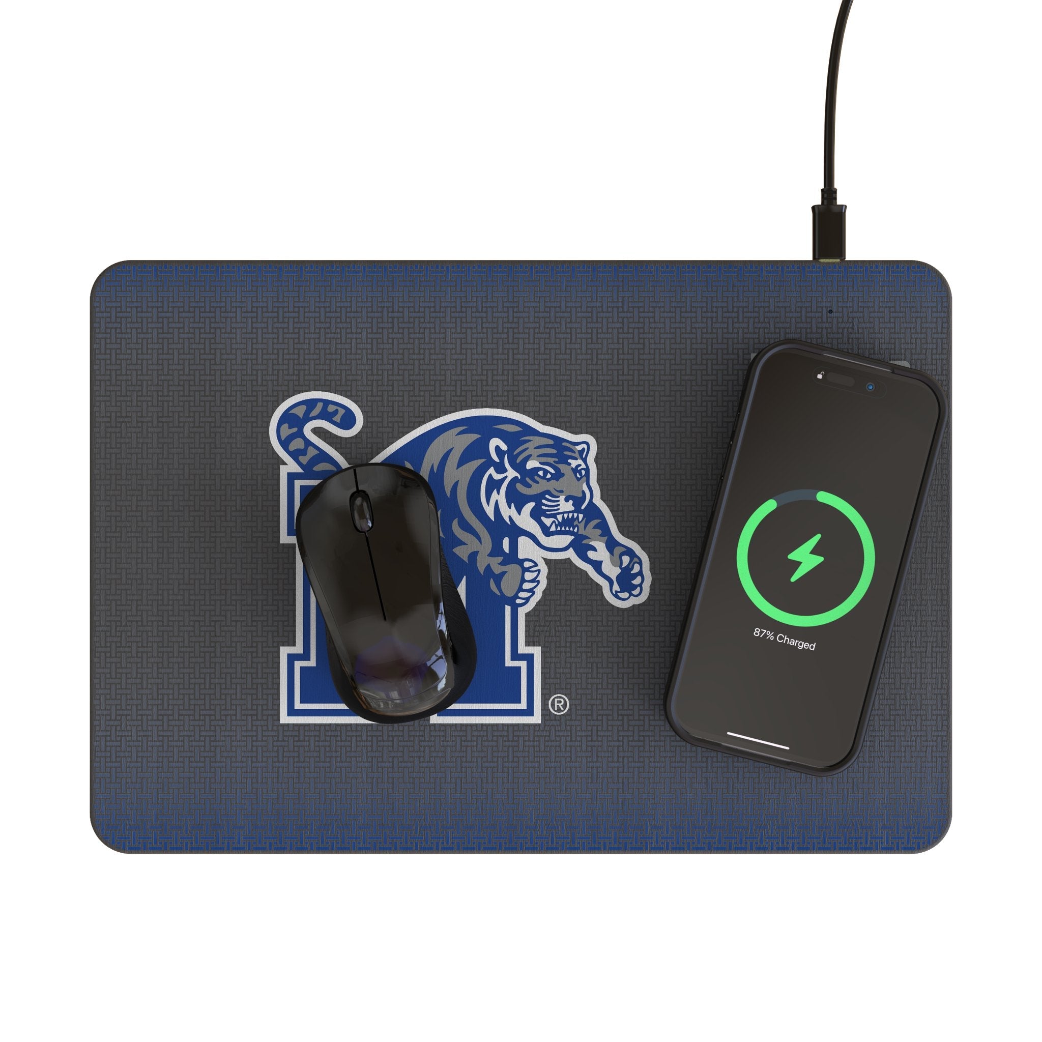 University of Memphis Tigers Linen 15-Watt Wireless Charger and Mouse Pad