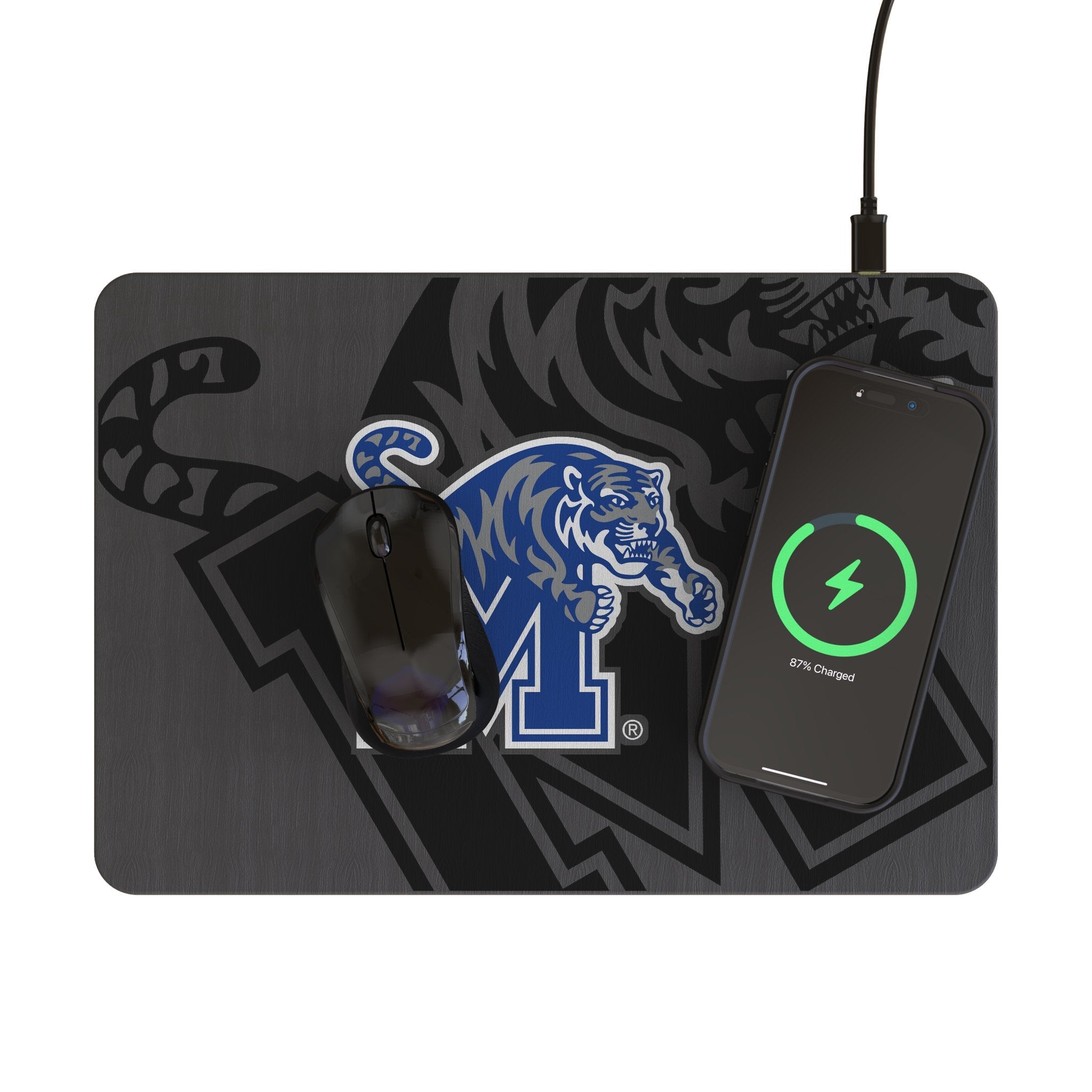University of Memphis Tigers Monocolor Tilt 15-Watt Wireless Charger and Mouse Pad