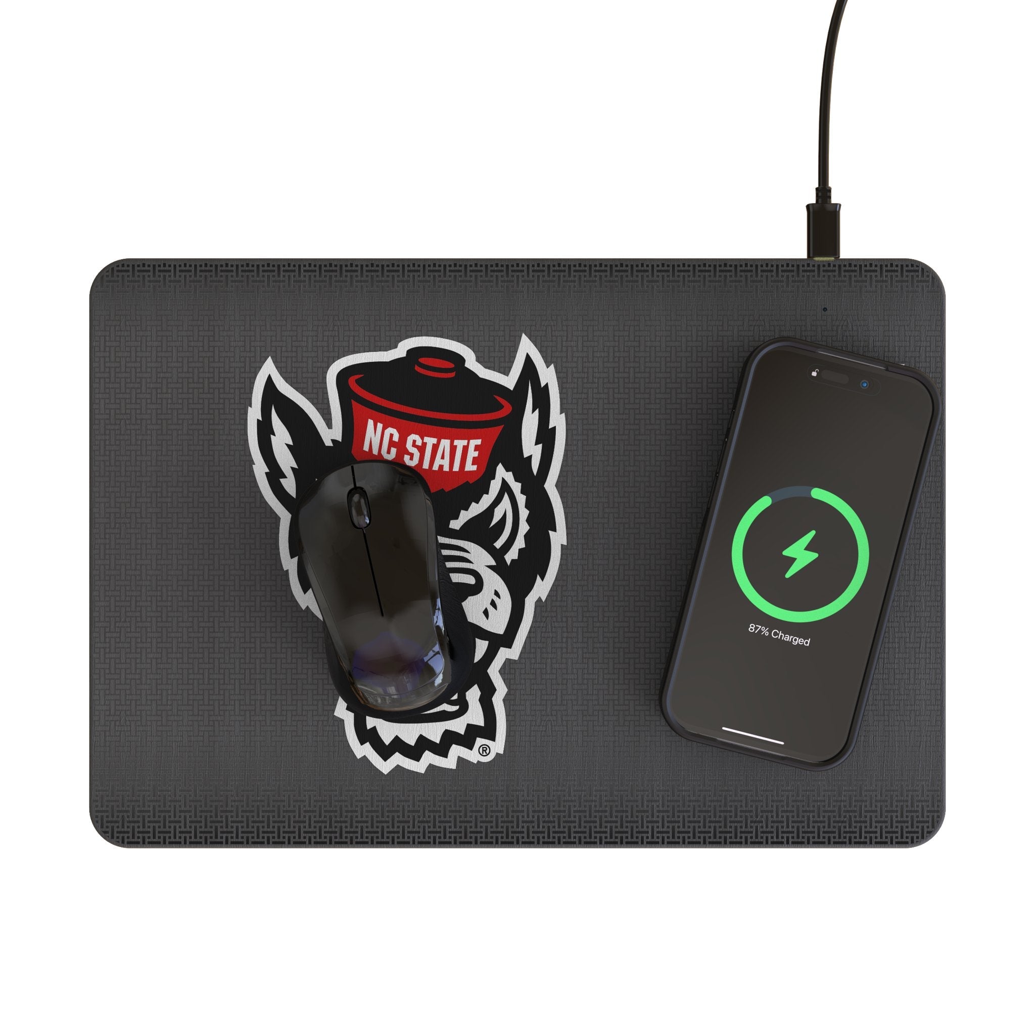 North Carolina State University Wolfpack Linen 15-Watt Wireless Charger and Mouse Pad