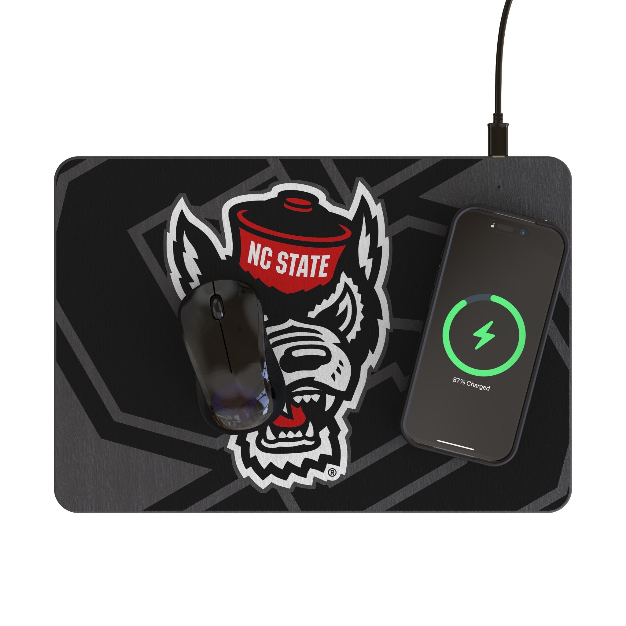North Carolina State University Wolfpack Monocolor Tilt 15-Watt Wireless Charger and Mouse Pad