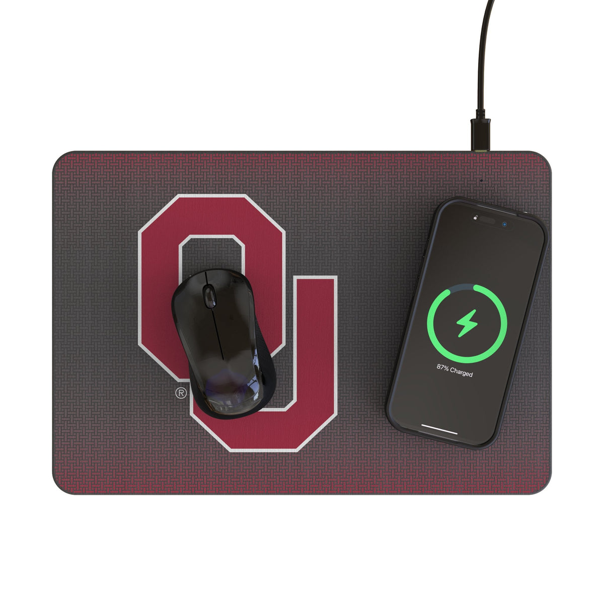 University of Oklahoma Sooners Linen 15-Watt Wireless Charger and Mouse Pad