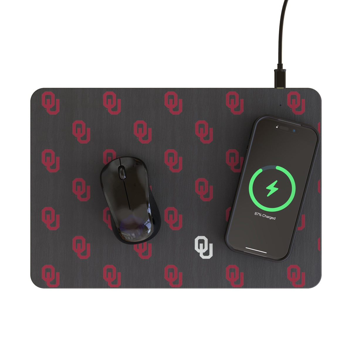 University of Oklahoma Sooners Fashion Pattern 15-Watt Wireless Charger and Mouse Pad