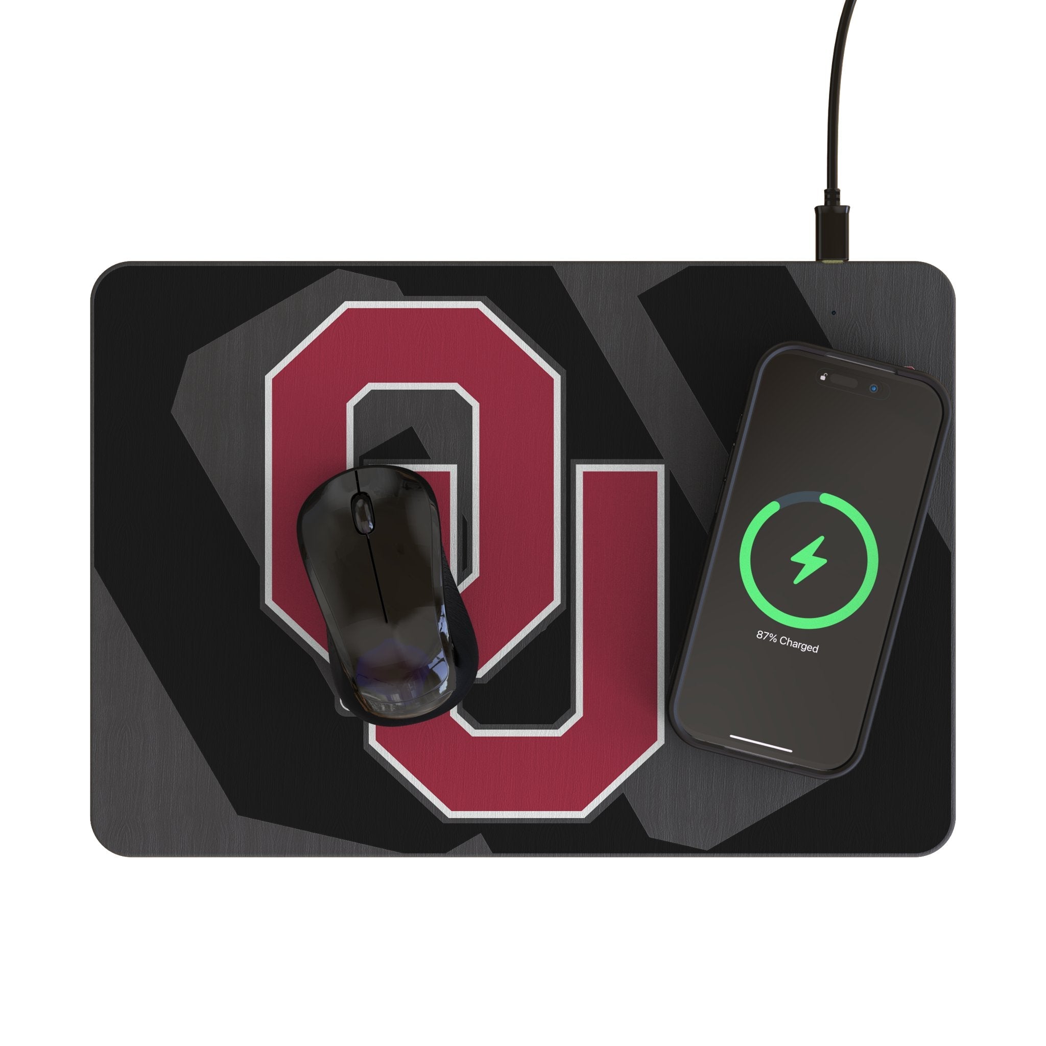 University of Oklahoma Sooners Monocolor Tilt 15-Watt Wireless Charger and Mouse Pad