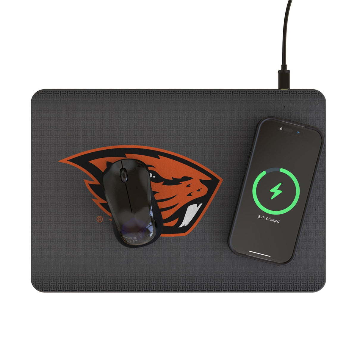 Oregon State University Beavers Linen 15-Watt Wireless Charger and Mouse Pad