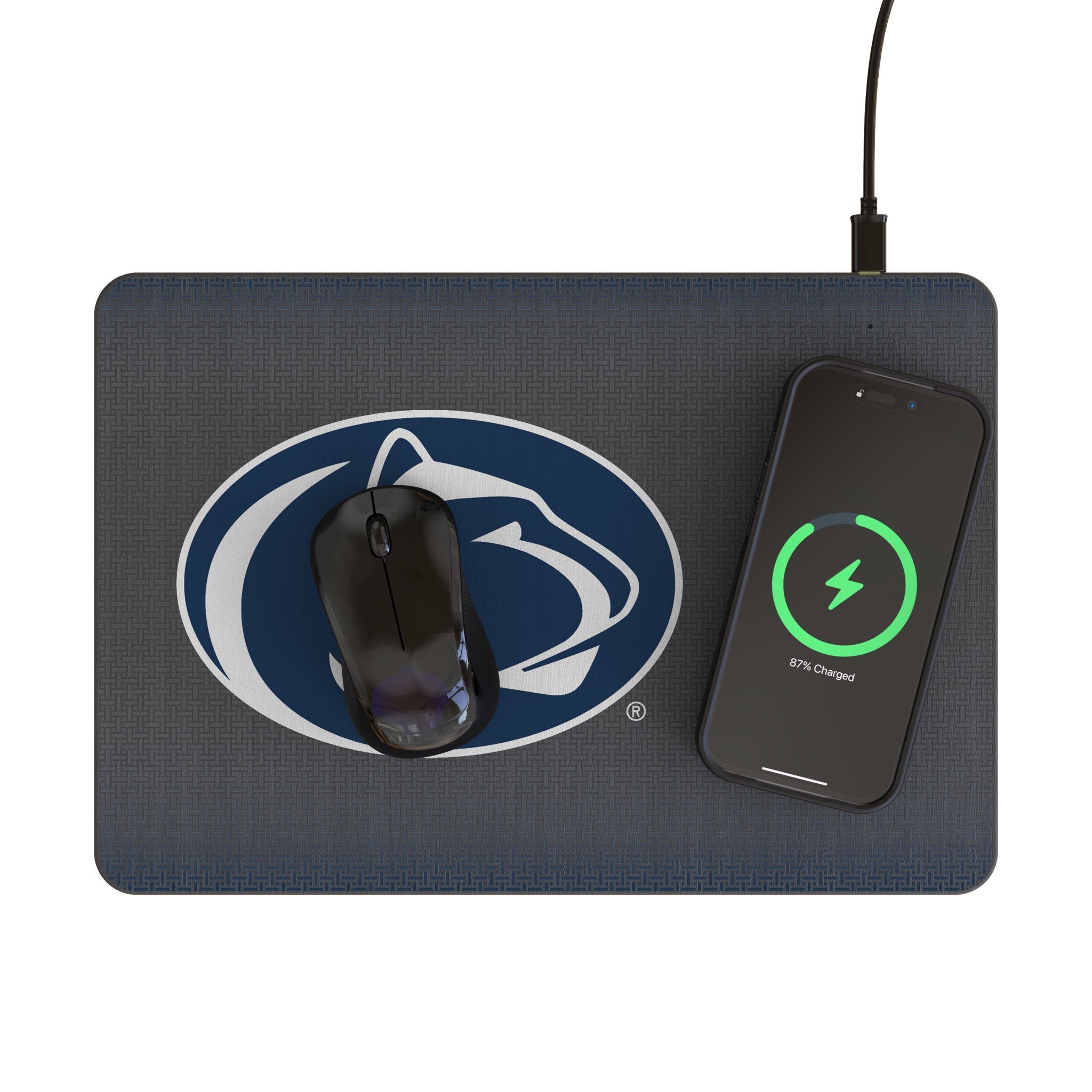 Pennsylvania State University Nittany Lions Linen 15-Watt Wireless Charger and Mouse Pad 2