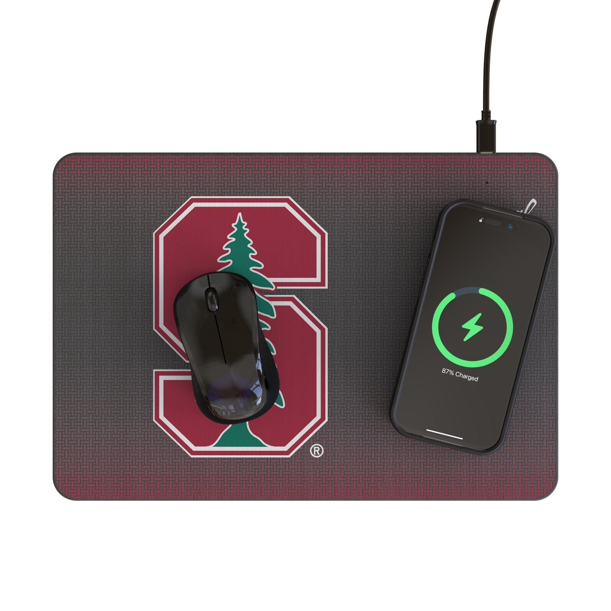 Stanford University Cardinal Linen 15-Watt Wireless Charger and Mouse Pad